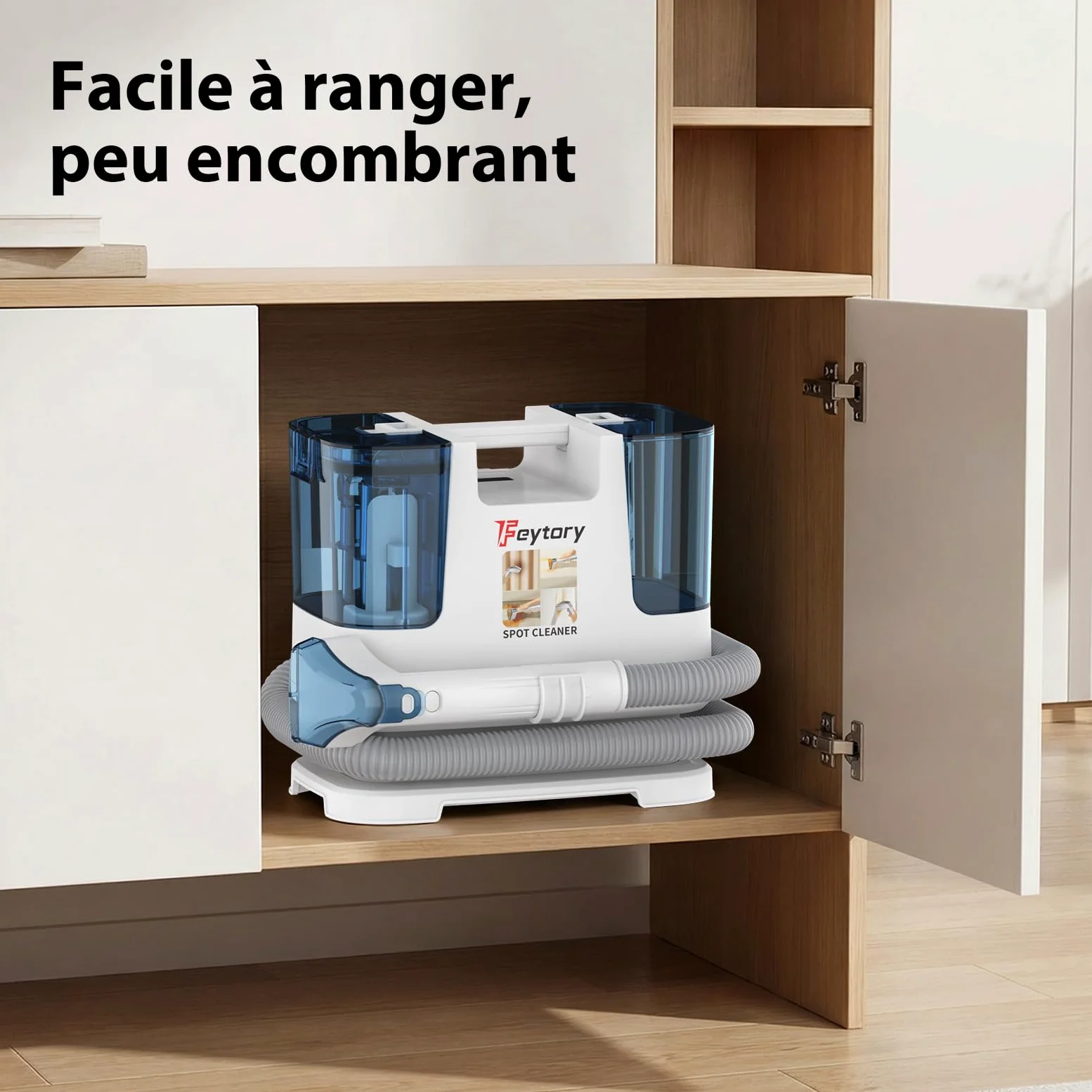 Aspirateur Nettoyeur Portable 430W 15KPa, Shampouineuse Canapé avec Double Réservoir 0,6L, Fonction Autonettoyante, Brosse Large & Petite, pour Tissus, Cuir, Moquette, Coussins, Intérieur Voiture