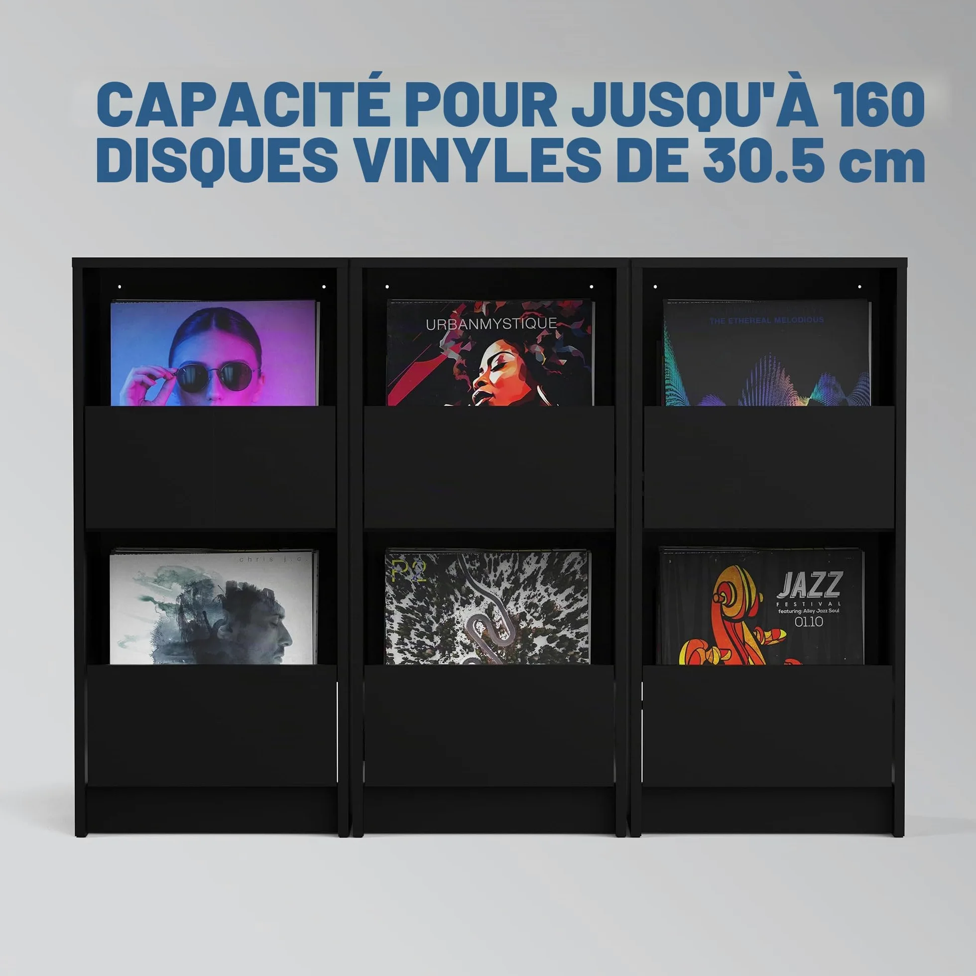 Glorious Vinyl Vault, Black - Rangement pour Vinyle
