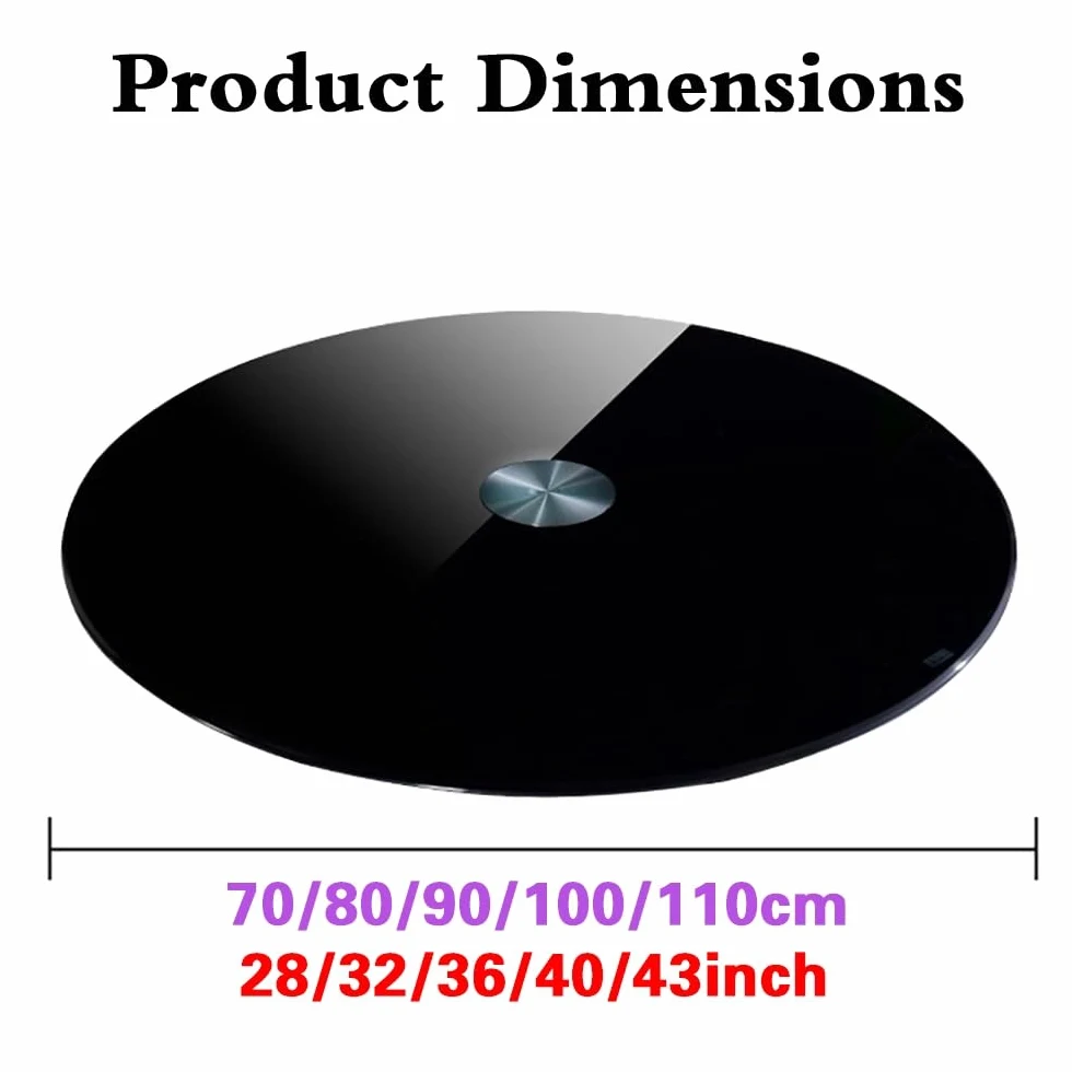 Plateau Tournant En Verre Trempé Lazy Susan Noir, Grand Plateau Rotatif De 60cm 80 cm 100cm, Pour Table De Salle À Manger, Assiette De Service De Table D'hôtel À Domicile, Facile À Partager La Nourrit