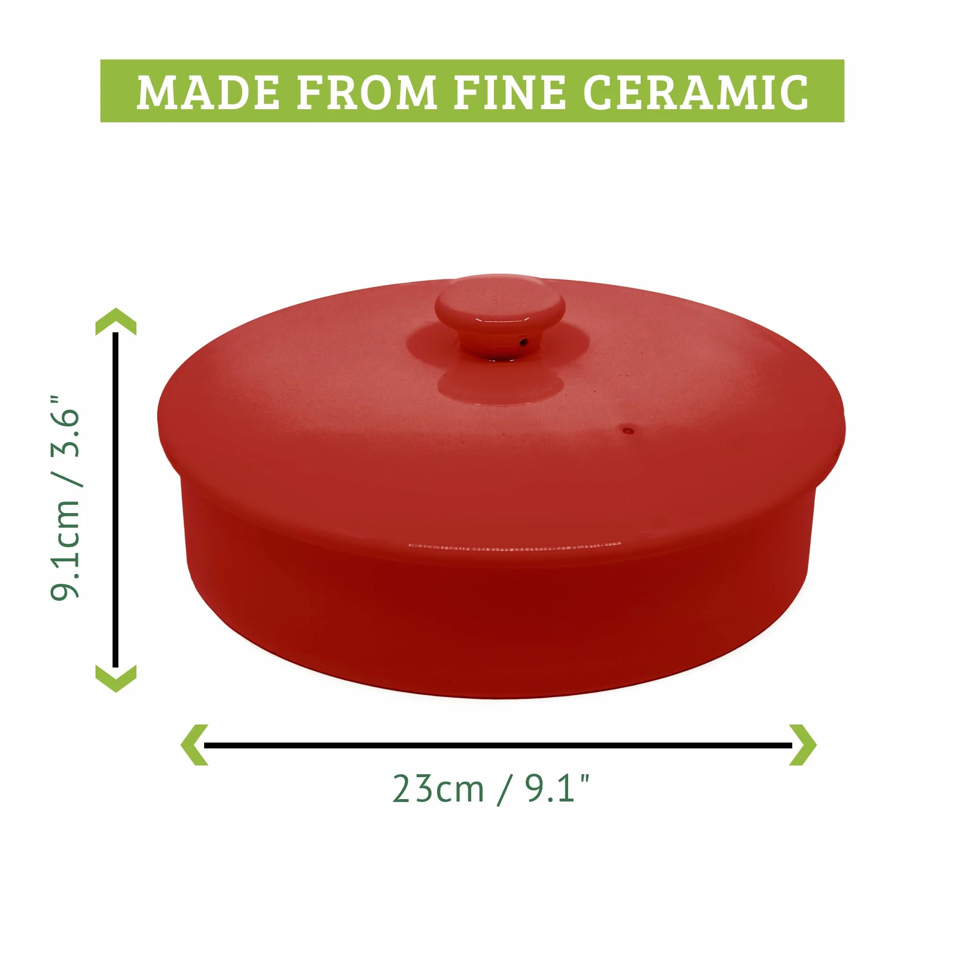 Chauffe-tortilla en Céramique 20 cm, Garde Tortilla Micro-ondable, Spéciale Boîte à Crepes & Tortillas avec Couvercle, Excellent pour Stocker et Chauffer vos Pancakes (Rouge)