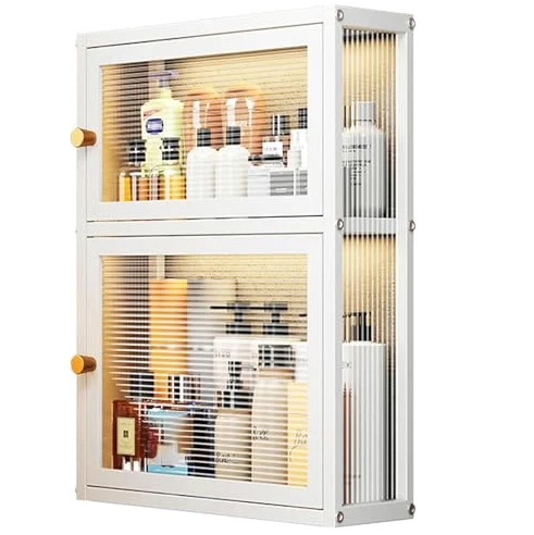 Armoire murale moderne avec porte en verre, solution de rangement peu encombrante pour salle de bain, bureau, salle à manger, salon, cuisine