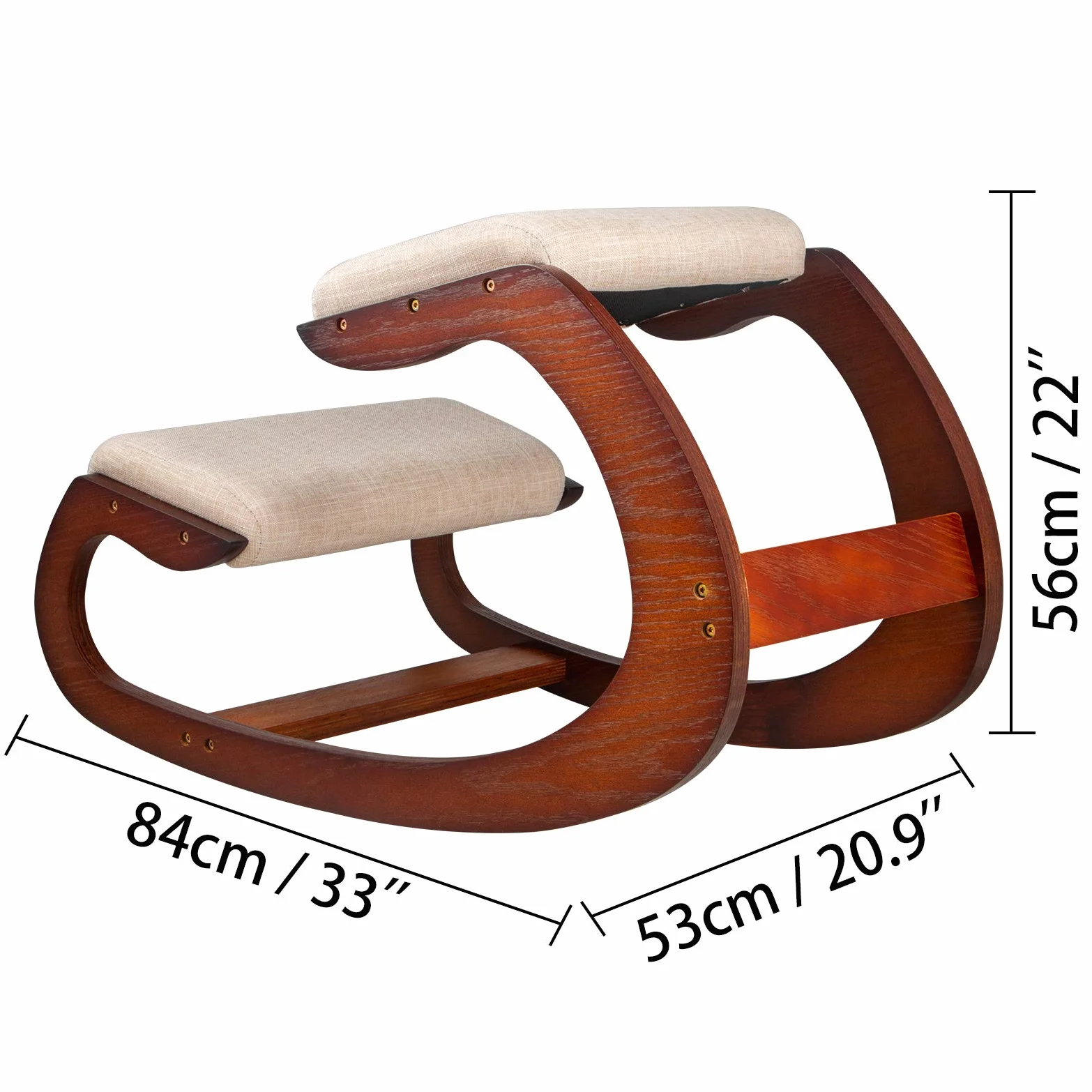 Tabouret Ergonomique Tabouret Réglable Ergonomique Coussins Confortables Bureau Maison Façonnant et Soulageant Stress Fauteuil Ergonomique à Genoux Tabouret (Noix de pécan)
