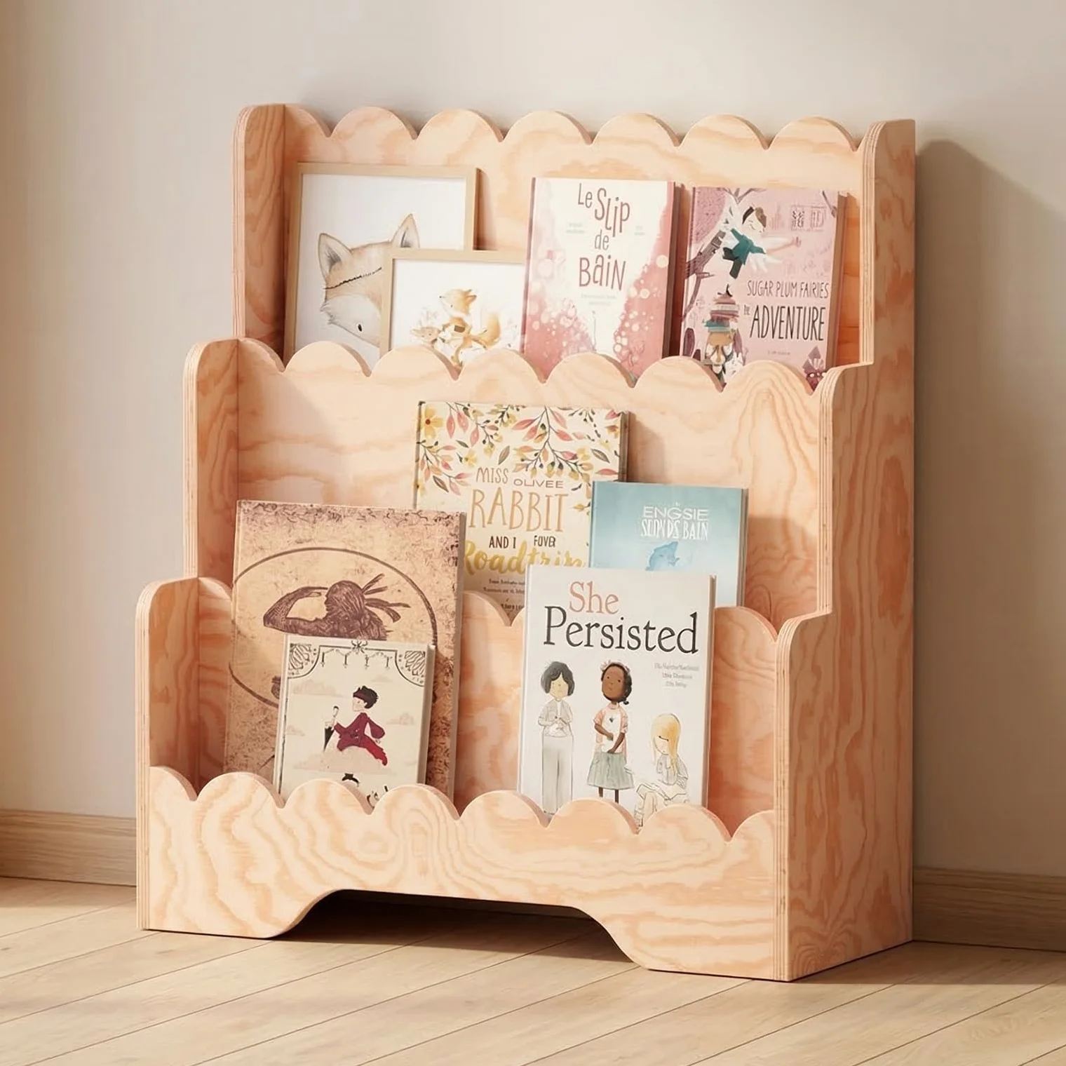 smartwood Bibliothèque Enfant - Étagère Montessori avec 3 Compartiments en Pin Certifié FSC pour Livres et Jouets - 64 x 31,5 x 71 cm - Construction Stable et Montage Facile - Lulu