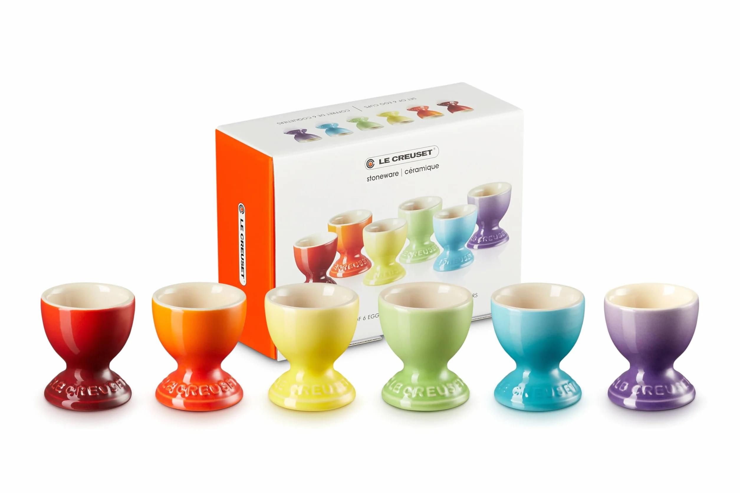 LE CREUSET Set de 6 Coquetier à pied en grès, 9 g, Arc-en-ciel, 79067008359030