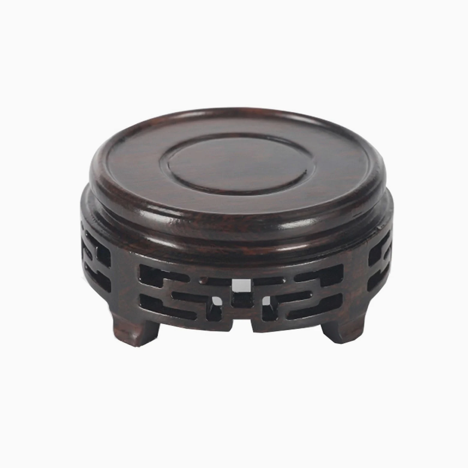 Piédestal de bonsaï Bois Massif Fond Rond Grain de Bois Petit théière Vase bonsaï bonsaï en Pot Jade Bouddha Statue décoration présentoir Estante Para Plantas en Interiores(4.13in)