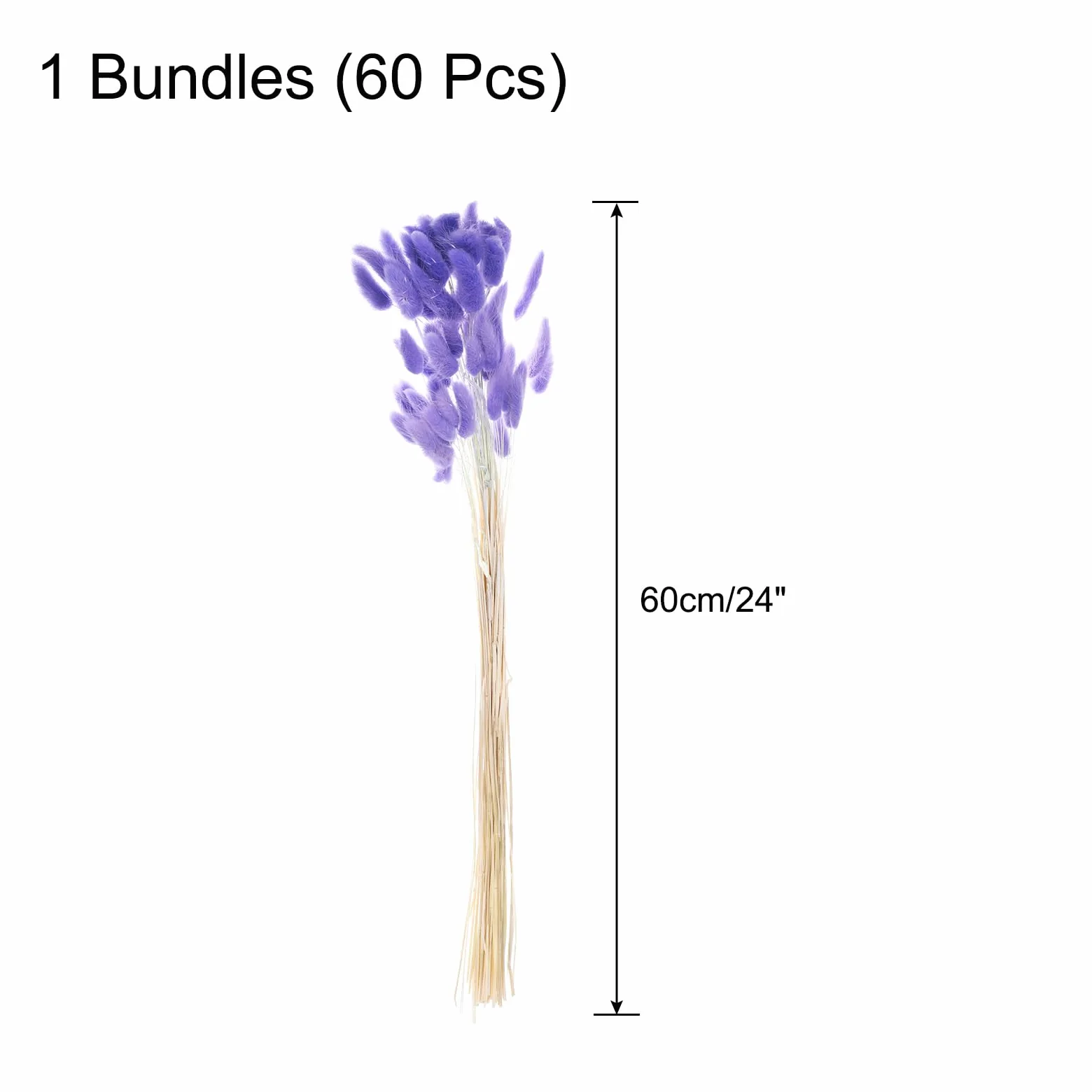 QUARKZMAN 60Pcs Queue de Lapin Naturelle Fleurs Séchées 60cm Violet Lavande | Mini Herbe de Pampa Lagurus Ovatus, Bouquet pour Décoration Florale Mariage Noël