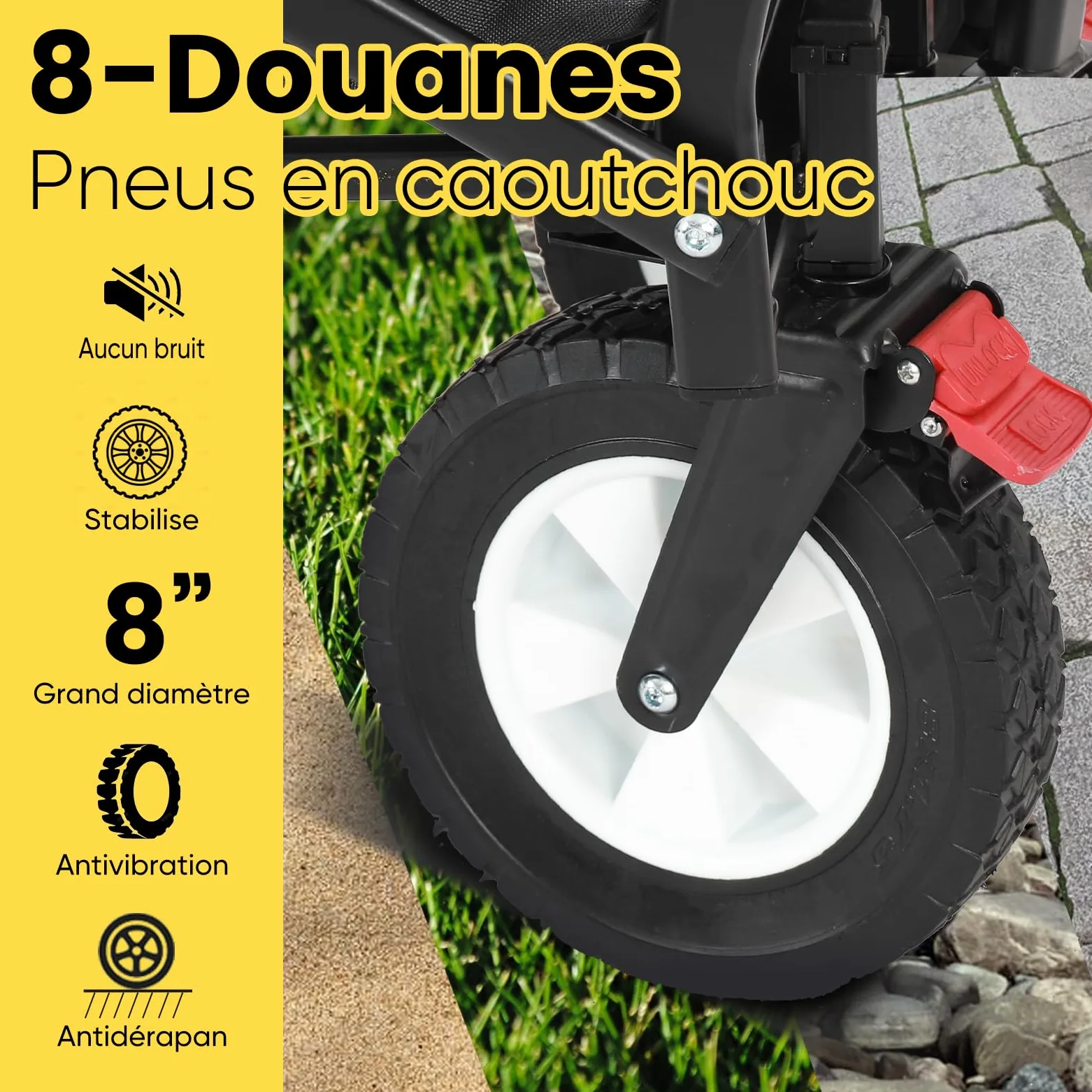 Sekey Chariot de transport pliable en caoutchouc 200 kg pour charge lourde, adapté au terrain, chariot à main pliable, pour la plage, le camping, les enfants, ultra silencieux, caoutchouc plein 100 l,