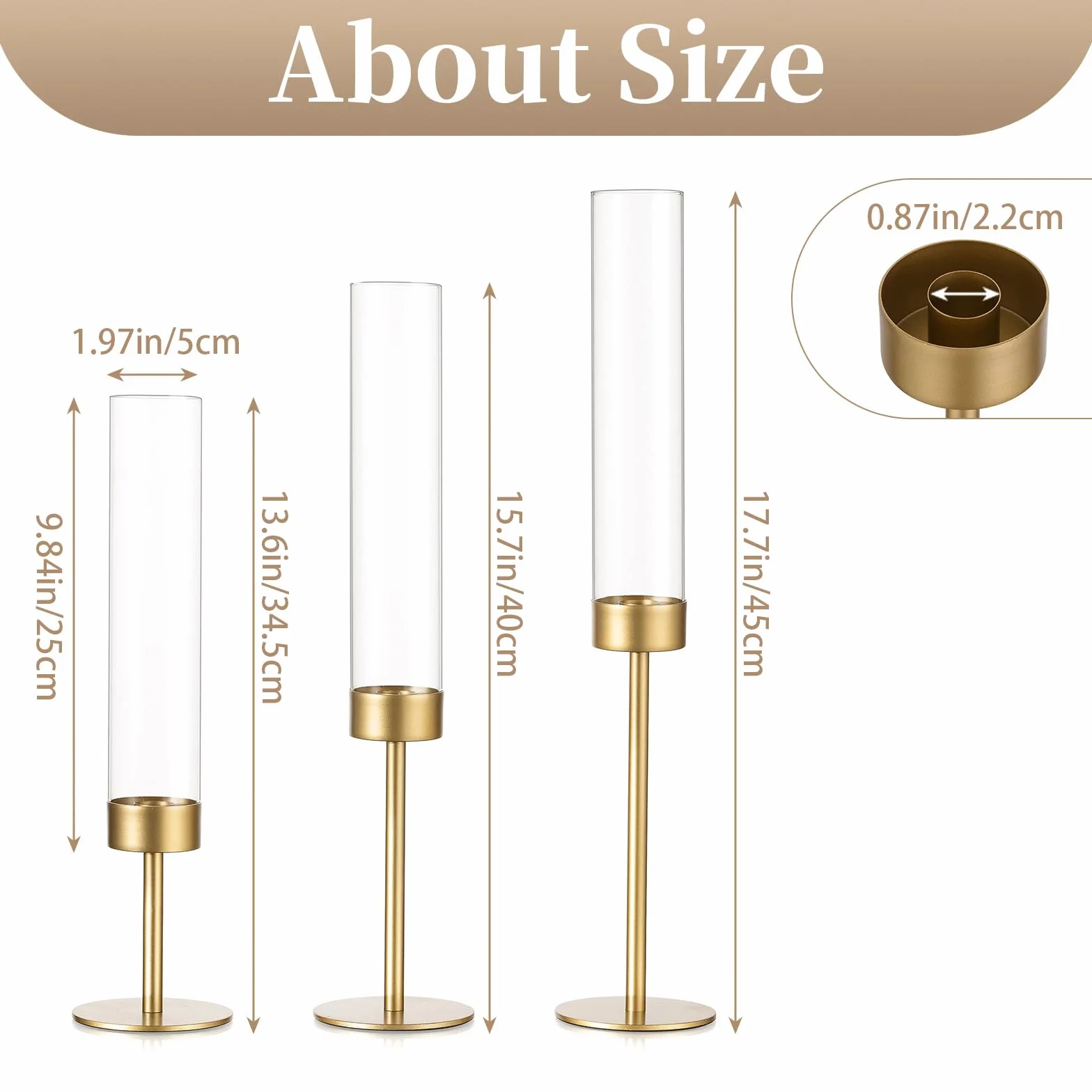 Sziqiqi Bougeoir Hurricane pour mariage : bougeoirs dorés 18 pièces pour centres de table – Bougeoir en verre pour fête et événement