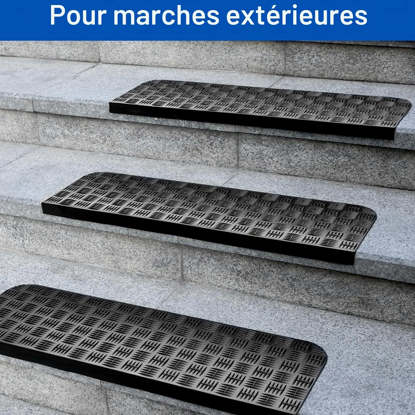Spurtar Caoutchouc Synthétique Tapis Antidérapant Tapis Anti Derapant Tapis de Marche, Nez de Marche Intérieur Marchettes D'escalier Extérieur Anti Glisse Tapis, 76 x 25 cm,Lot de 6