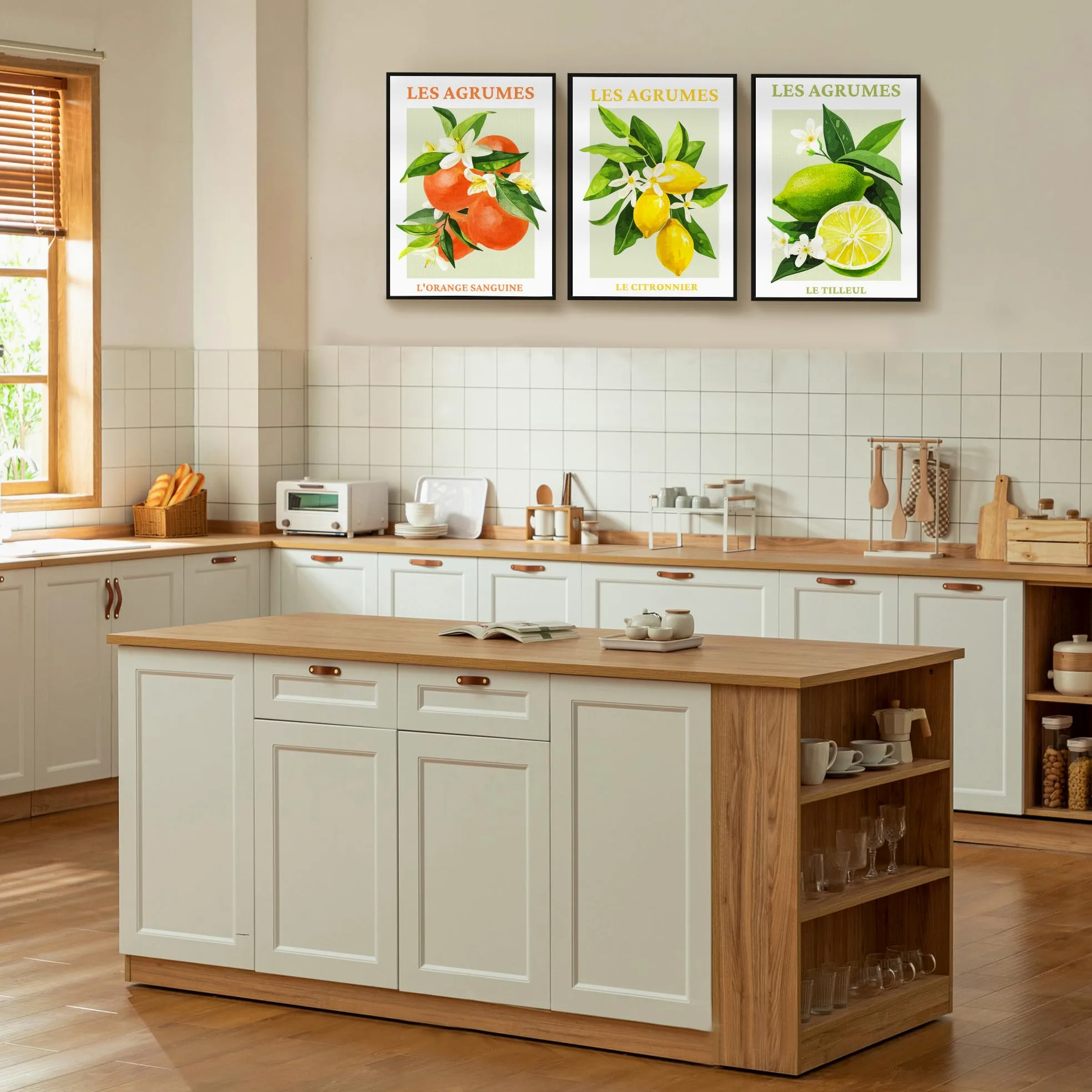 hyidecorart Cadre Noir Tableau Decoration Murale Chambre Salon, Fruits Citron Orange Sanguine Impression Sur Toile, Decoration Murale Salle De Bain Bureau Cuisine