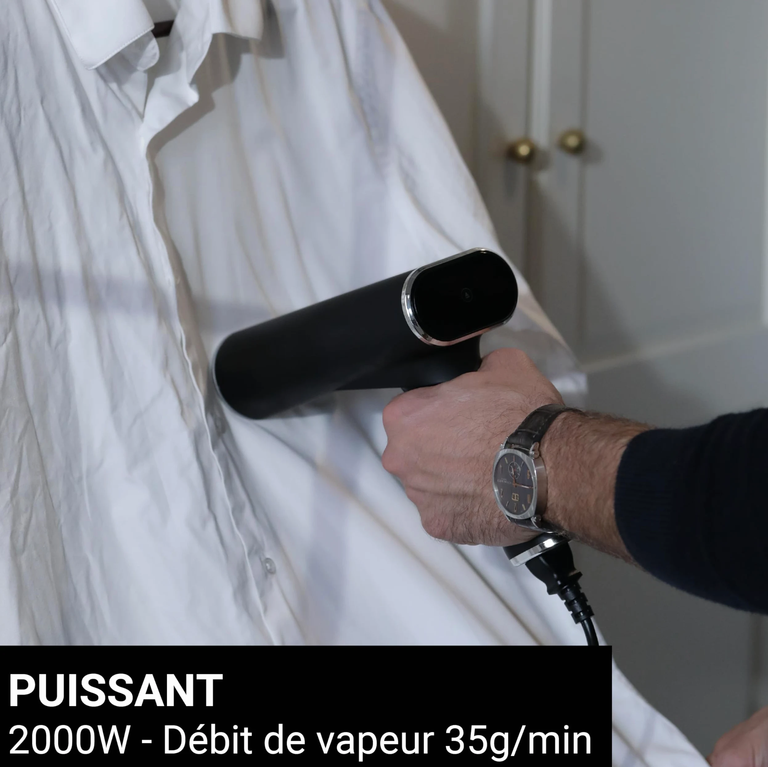 STEAMONE - Steamer Défroisseur à vapeur 2000W 35g/min - Fer portatif - Capacité 80 & 150 ml- Elimines 99,99% d'impuretés - Prêt en 15s - Cable 3m - Format compact - EUFD80BV2