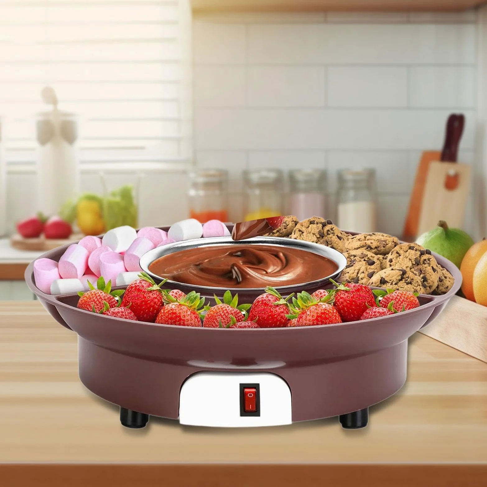 Pot à Fondue Au Chocolat Portable Électrique avec Plateau Détachable pour Fonte de Chocolat Beurre et Fromage Parfait pour Cadeaux et Soirées