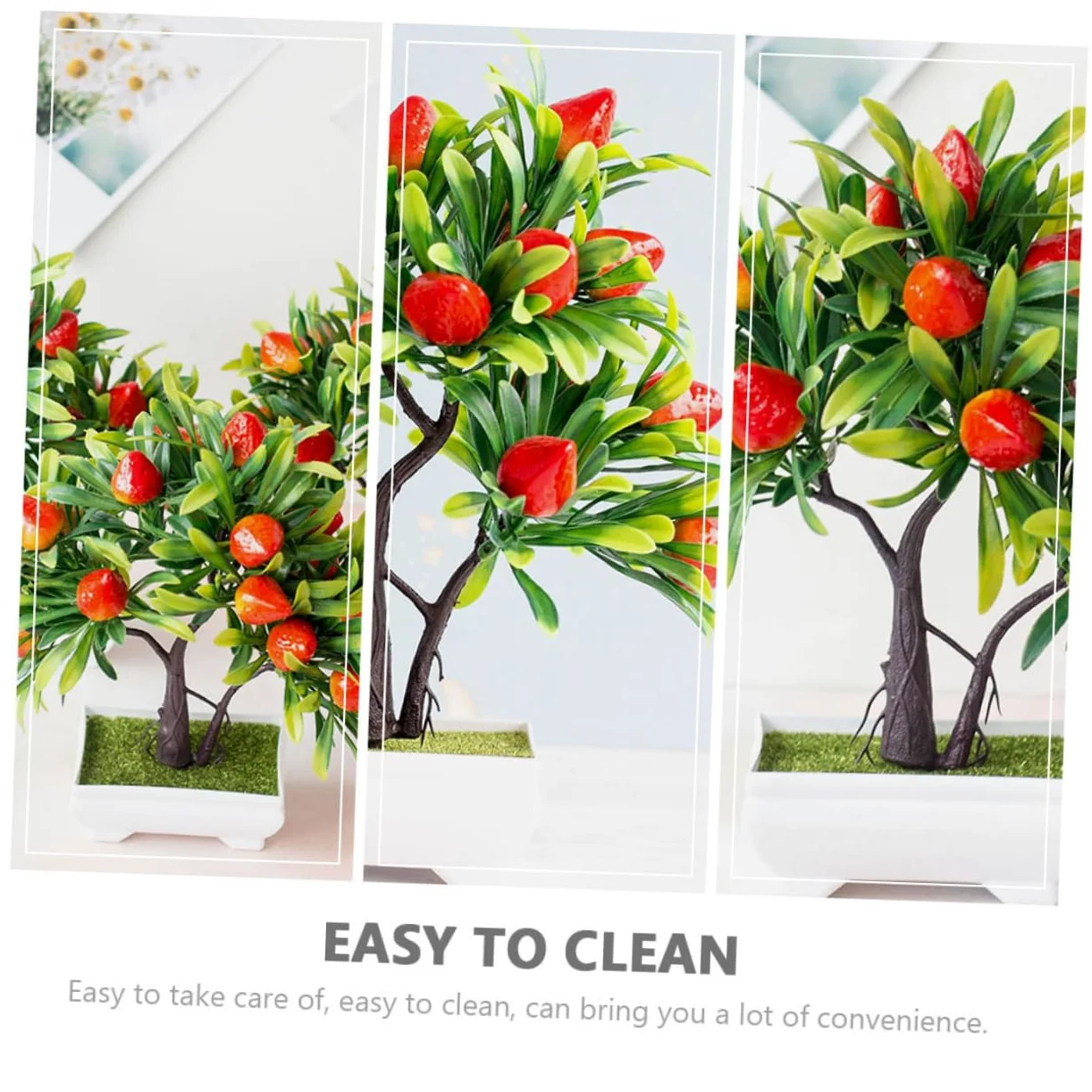 ABOOFAN 2 Pièces Simulation bonsaï arbousier Plantes artificielles Plantes d'intérieur fraisiers artificiels décor d'arbre aux Fraises Ornement Décoration de Bureau Faux arbousier Fruit