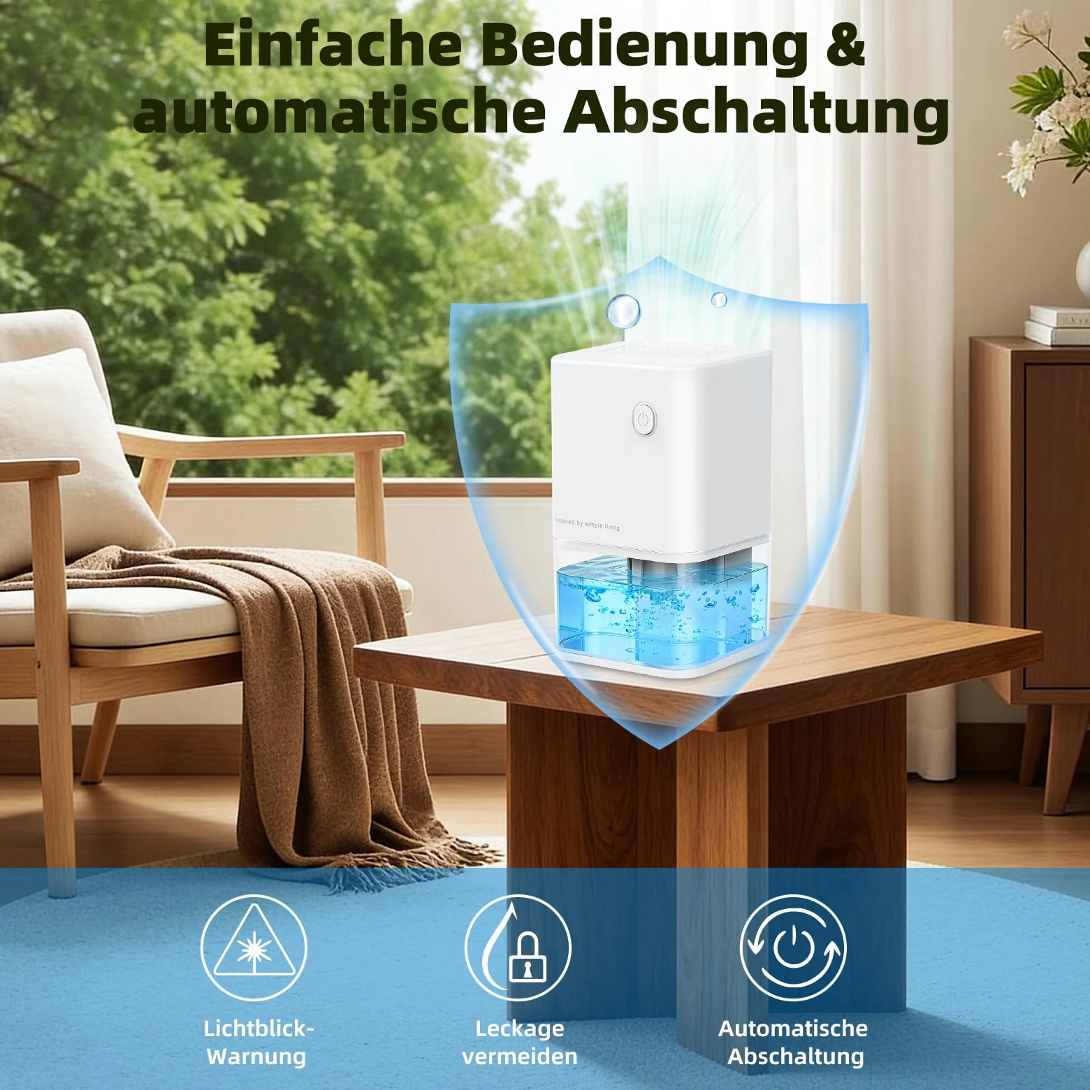 Deshumidificateur d Air Anti Moisissure 500ML, Éco Electrique Déshumidificateurs Maison Compact, Silencieux et Efficace avec Arrêt Automatique pour Petits Espaces, Chambre, Salle de Bain, Placard