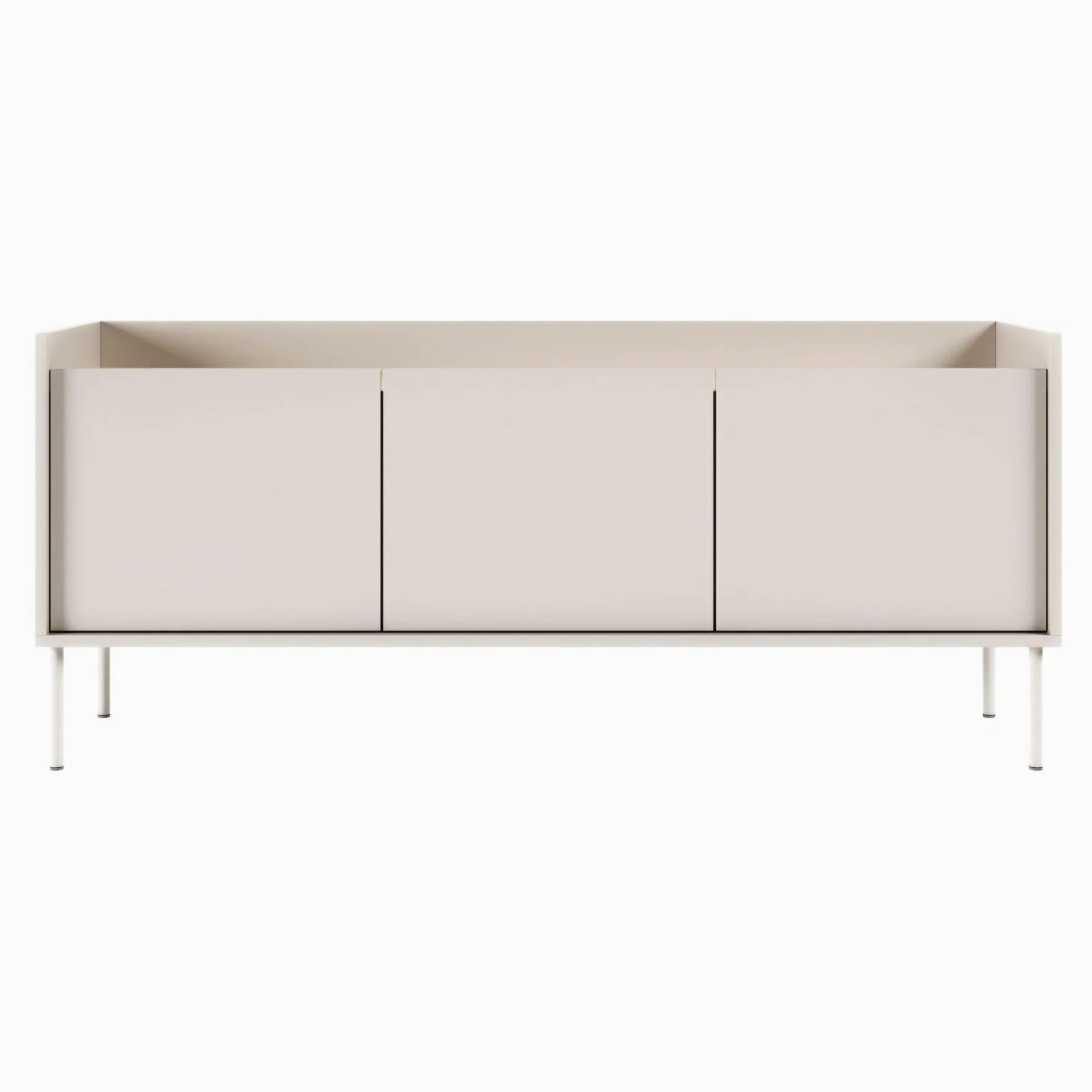 Selsey Meuble TV 140 cm Design Moderne Chic en Taupe Finitions Mat Panneau de Particules Laminé Robuste Pieds Métalliques Espace de Rangement Conçu en Pologne