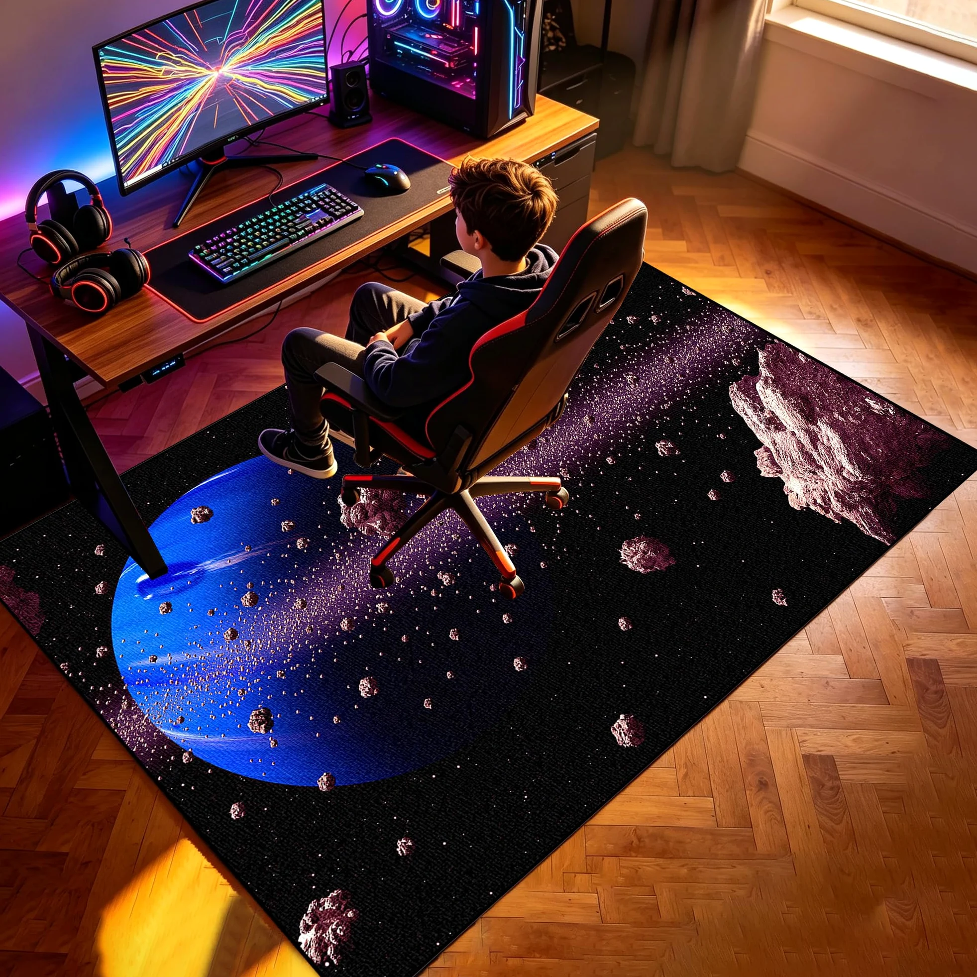 Tapis Chaise Gaming Antidérapant Tapis Chaise de Bureau Tapis de Sol Gamer Tapis Protège-Sol pour Chaise de Bureau Tapis pour Fauteuil Gaming Tapis de Chaise pour Moquette et Parquet 100 x 120 cm