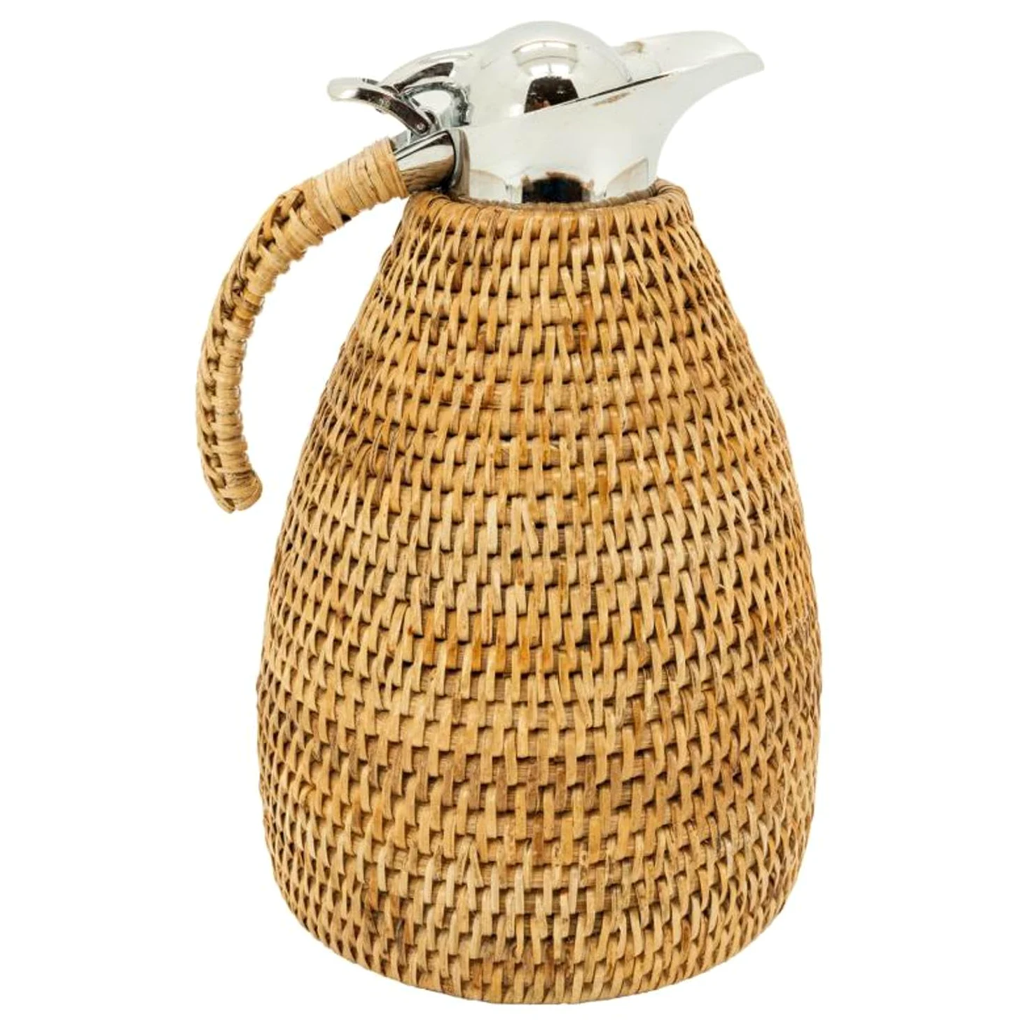AUBRY GASPARD - Thermos en Inox et Rotin Naturel - Couvercle Refermable - Contenance 1,5L - Dimensions 20 x 16 x 26 cm - Élégant et Pratique pour Cuisine et Arts de la Table - Poids 1.38 kg
