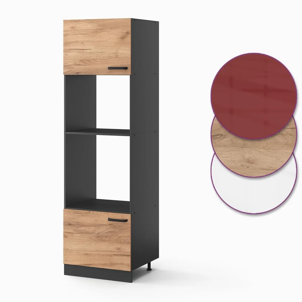 Vicco Armoire Micro-Ondes R-Line, Chêne de Force doré, 60cm, pour Une Combinaison Libre au Sein de systèmes de Cuisine modulaires