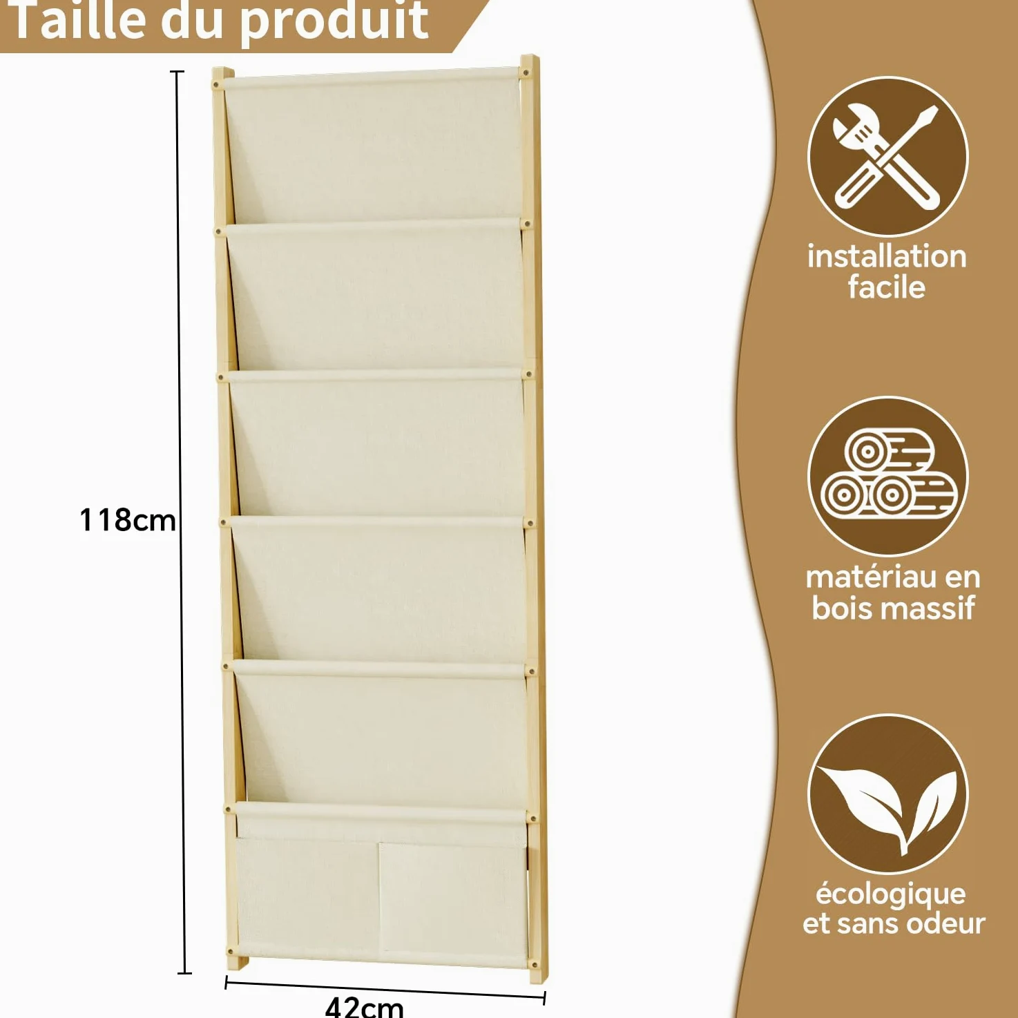 Étagère Murale en Bois pour Enfants, avec 6 Niveaux de Rangement, étagère Montessori pour Jouets, Chambre d'enfant, Chambre de bébé, Salle de Jeux, étagère de Rangement pour Livres d'enfants