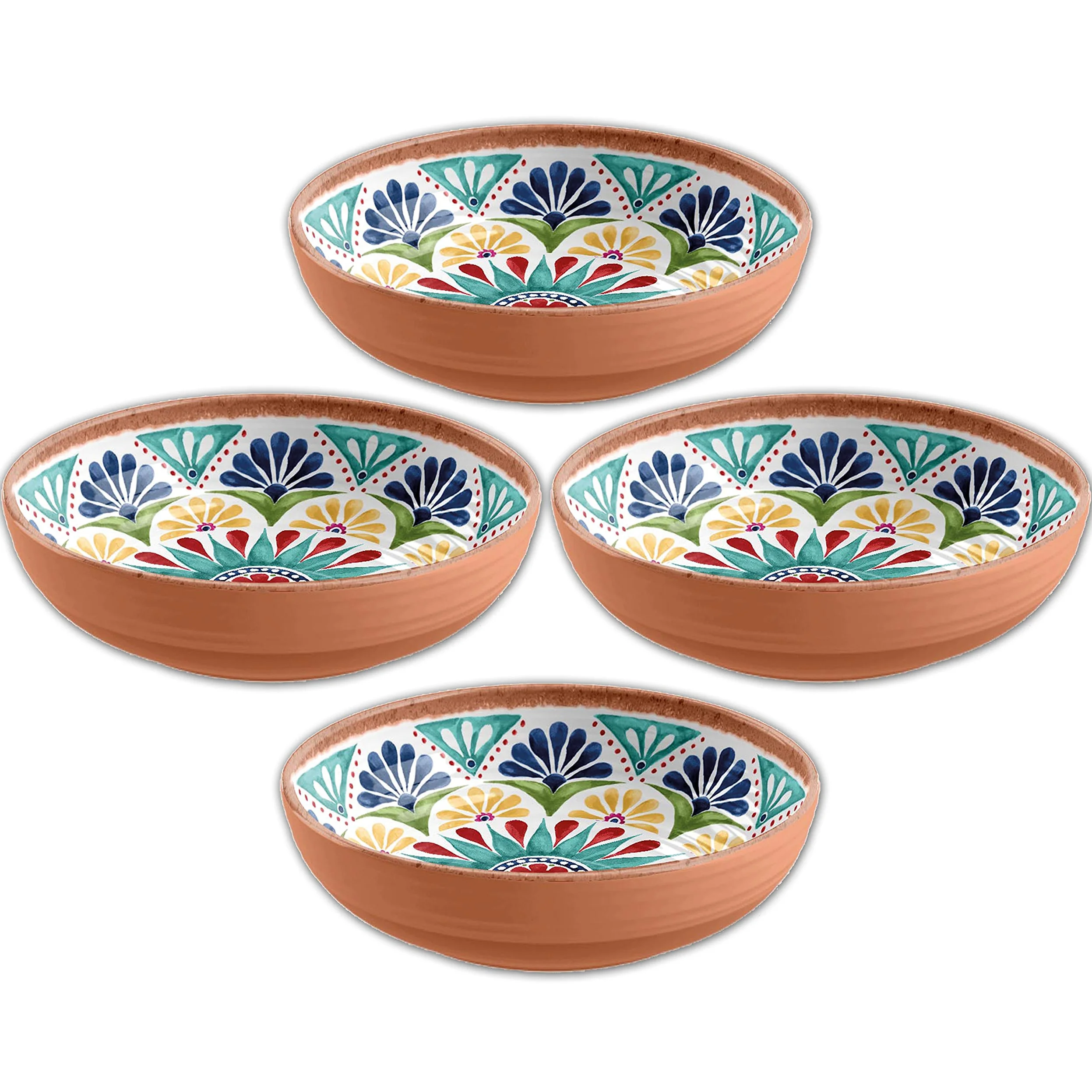 Purely Home Rio Medallion Lot de 4 bols à céréales/pâtes/dessert en mélamine 20 cm