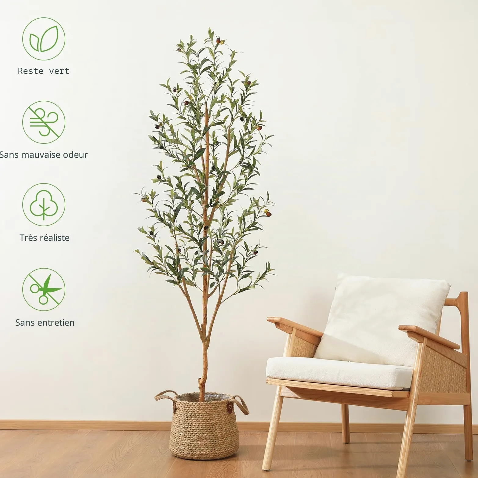 Kazeila Olivier Artificiel 180cm Plantes Artificielles Interieur Plante Artificielle Fausse Plante Décoration Interieur Maison Balcon Déco(1PACK)