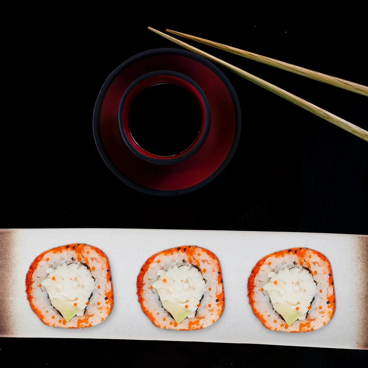 VOSAREA Design Attractif Assiettes en Céramique Lot de 3 Rectangulaires Style Japonerie Plusieurs Styles pour Service Sushi pour Restaurants et Hôtels