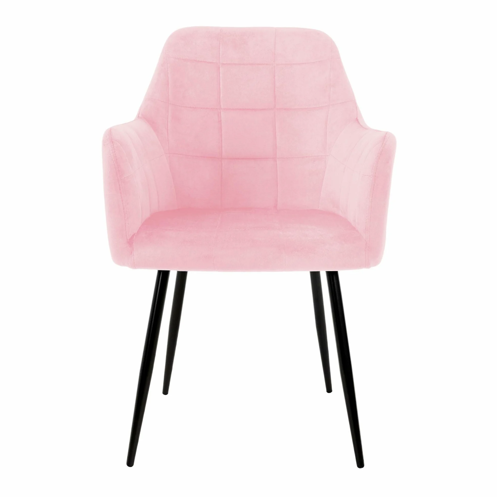 ECD Germany Lot de 2 Chaises de Salle à Manger Cuisine Salon Séjour - Rose - Assise Siège Rembourrée en Velours Structure en Métal Fauteuil Rétro avec Accoudoirs pour Bureau Réception Meuble Maison
