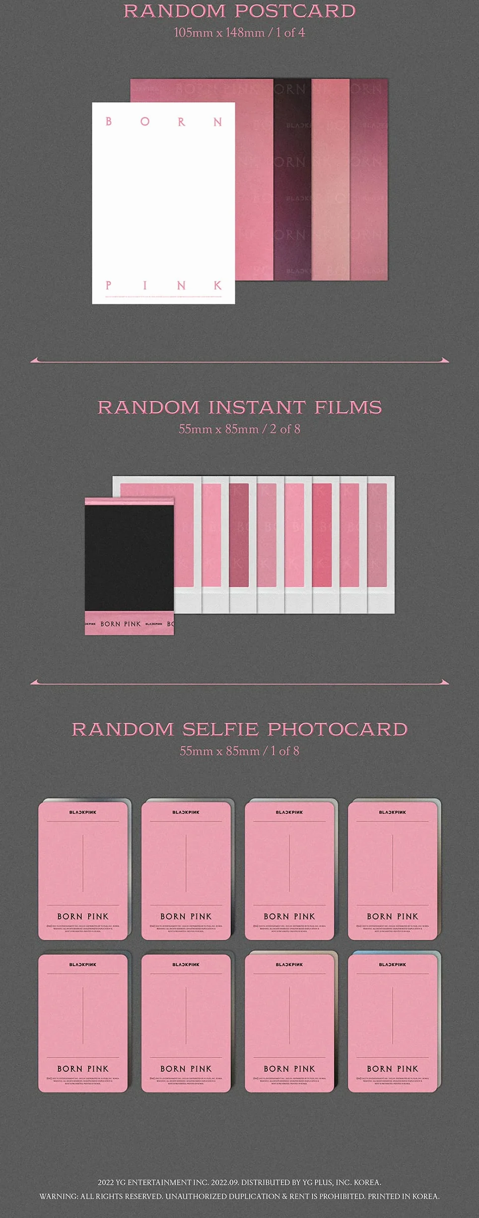 DREAMUS Blackpink : Born Pink Box Set Ver. [Version rose] 2ème album CD + grande carte photo + film instantané + livre photo + enveloppe + papier paroles + carte photo selfie + (5 cartes photos extra