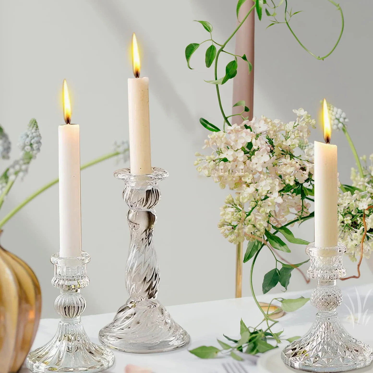 Lot de 8 bougeoirs en verre transparent pour tous les événements formels, dîners aux chandelles, mariages, dîners, fêtes, décoration de la maison