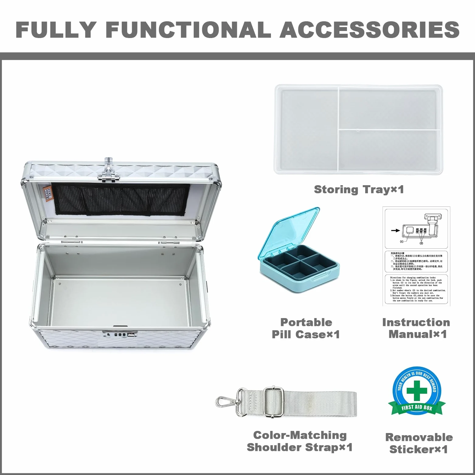 Boîte à médicaments avec combinaison – Boîte de rangement verrouillable pour médicaments – Boîte de rangement de sécurité – Organisateur médical – Boîte de verrouillage multifonction pour