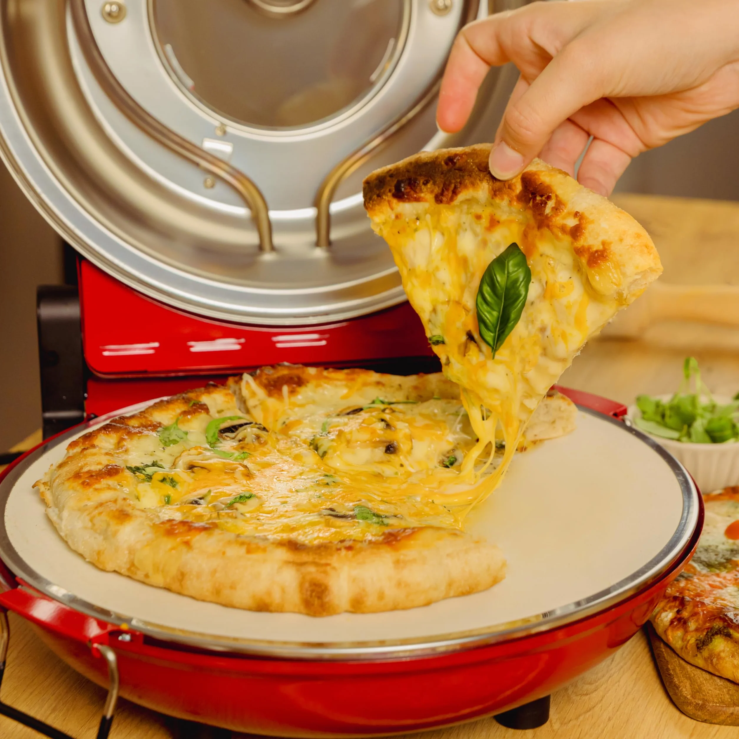 Cecotec Four Grill Électrique pour Pizza Pizza&Co Mamma Mía Window. 1200W, Température 400ºC, Minuterie 15, Thermostat, Cuisson sur Pierre, Résistances Supérieures et Inférieures avec Fenêtre
