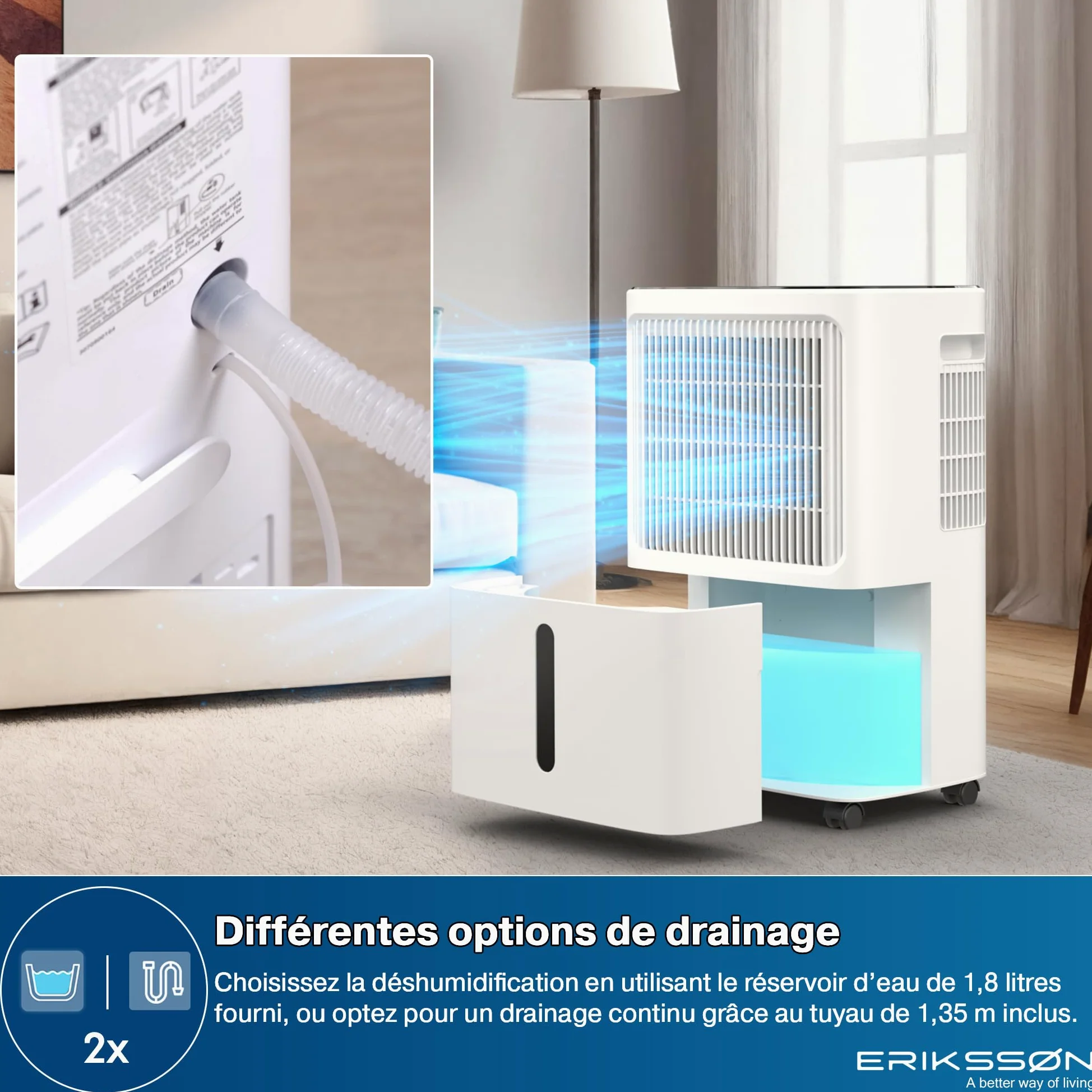Déshumidificateur avec affichage LED, minuterie et sécurité enfant | Élimine 16 L d'humidité par 24 h | Pour une pièce d'environ 70 m² (140 m³) | écoénergétique avec capteur d'humidité