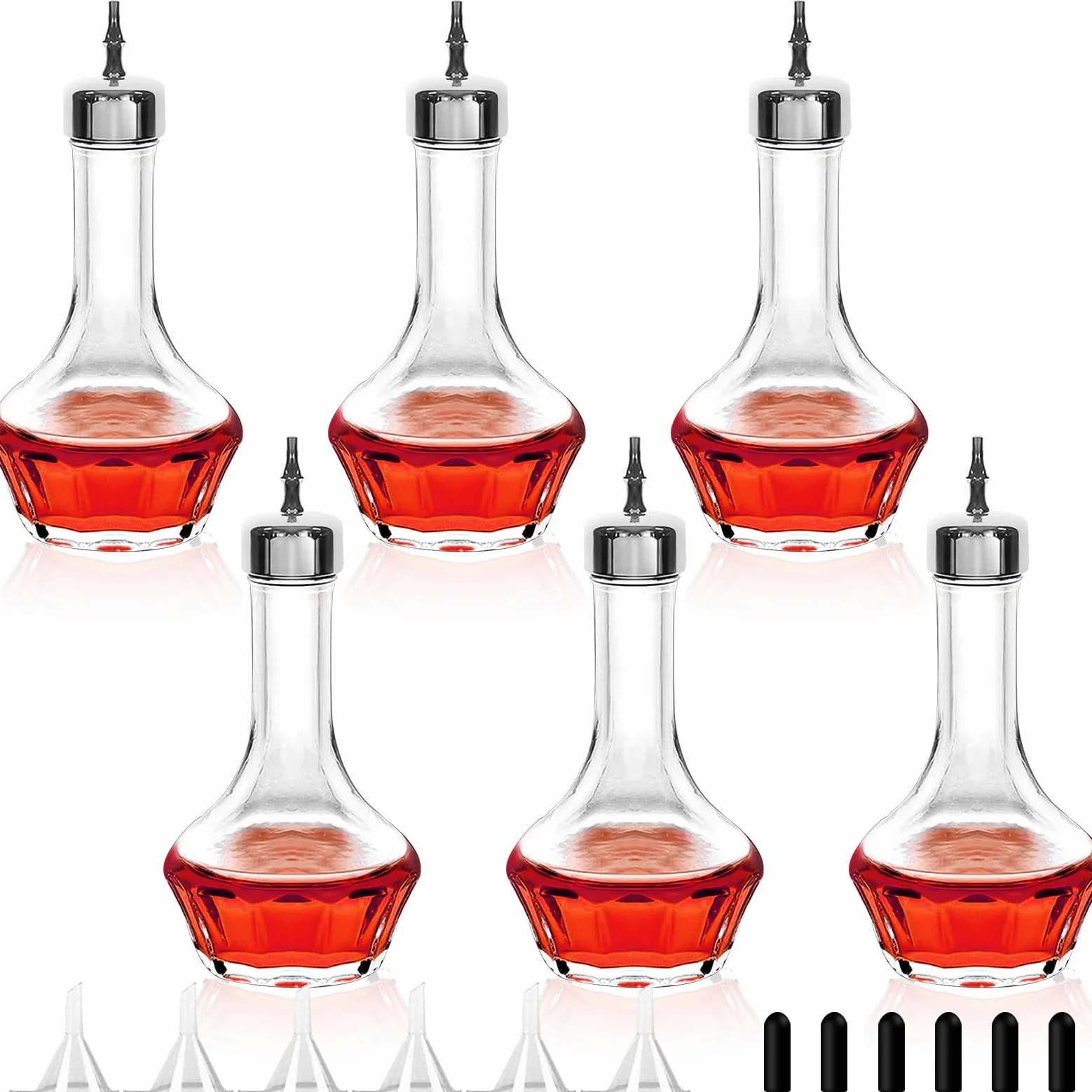 Bitters Lot de 6 bouteilles en verre avec bouchon Dasher, outil de bar professionnel pour faire des cocktails 50 ml