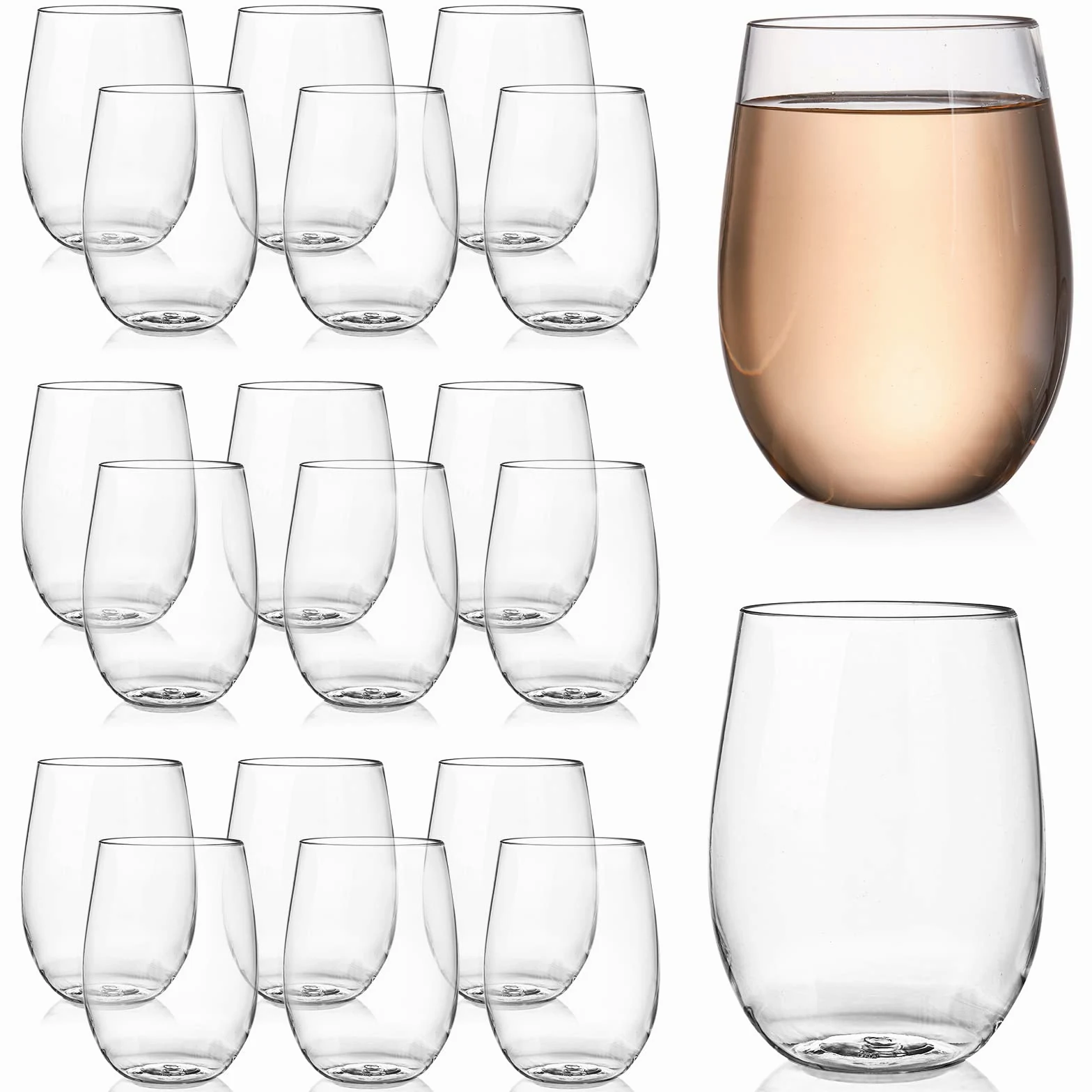 Tebery Lot de 20 verres à vin incassables en plastique transparent de 450 ml, réutilisables et résistants, pour champagne, dessert, échantillons alimentaires, restauration, mariages