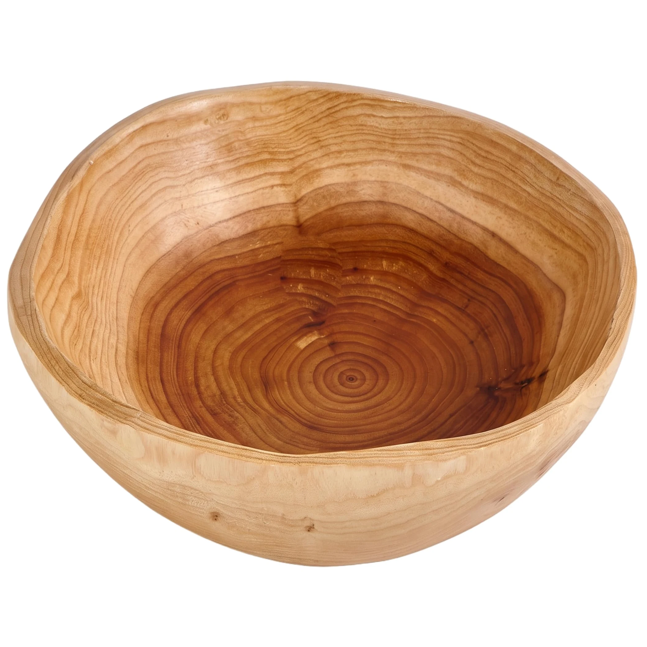 Bol en bois avec bol décoratif à revêtement de grain naturel, 10-11 pouces | Lisse sans bord, construction robuste, lavage facile, convient aux fruits, salades, bijoux, clés.