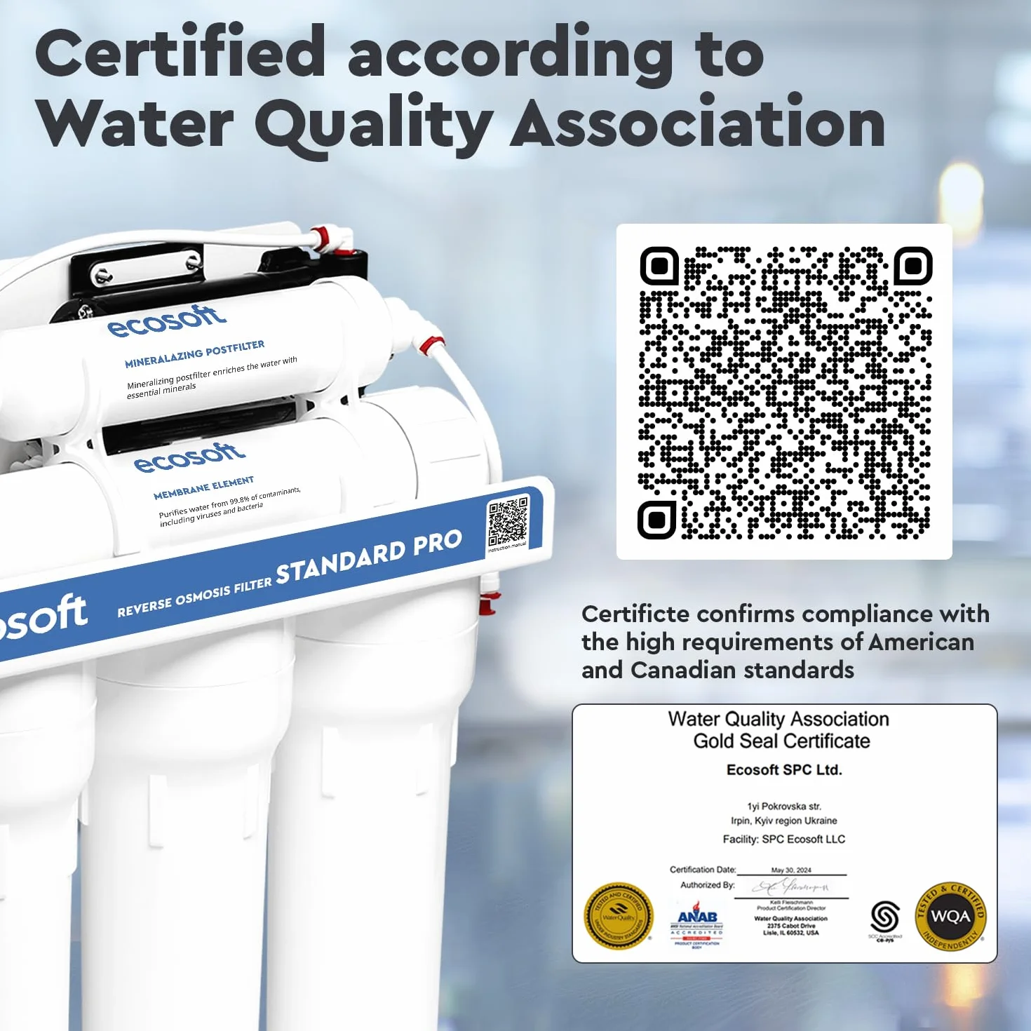 Ecosoft Standard Pro Filtre à osmose inverse - Avec pompe intégrée, purification efficace et installation facile