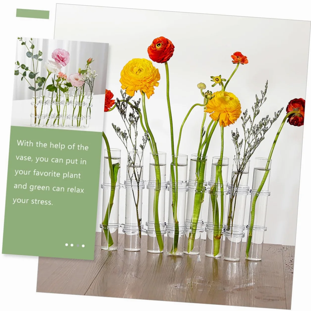 ABOOFAN Propagation Tubes Verre pour Plantes Intérieur Vase de Culture Hydroponique avec Support Lot de Grands Tubes avec Brosse Décor de Bureau et Maison Polyvalent