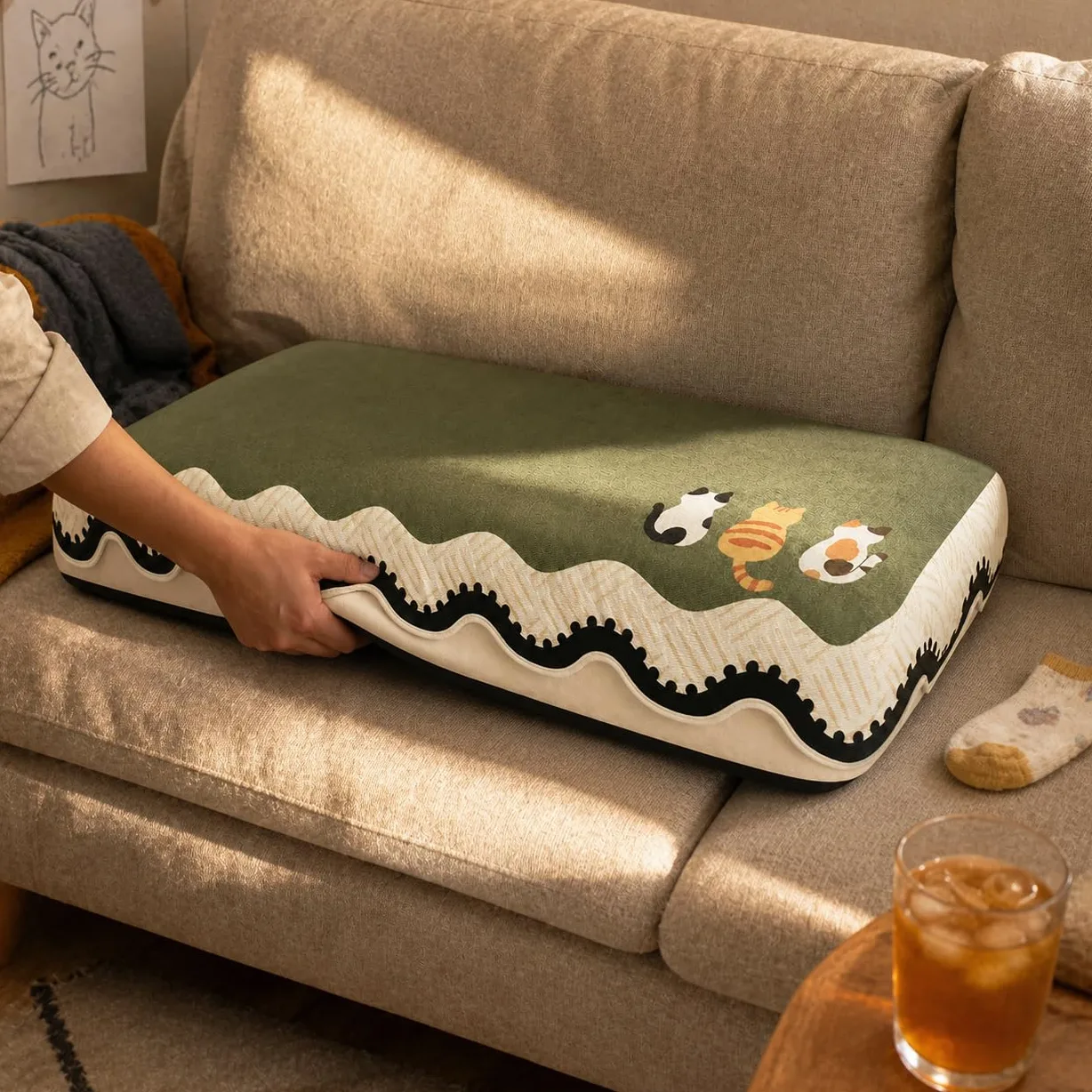 Coussin Canapé Rafraîchissant Lavable, 70x150cm | Fibre soie rafraîchissante - lavable en machine - sécurité A - bords liés - pour la maison - pour le repos