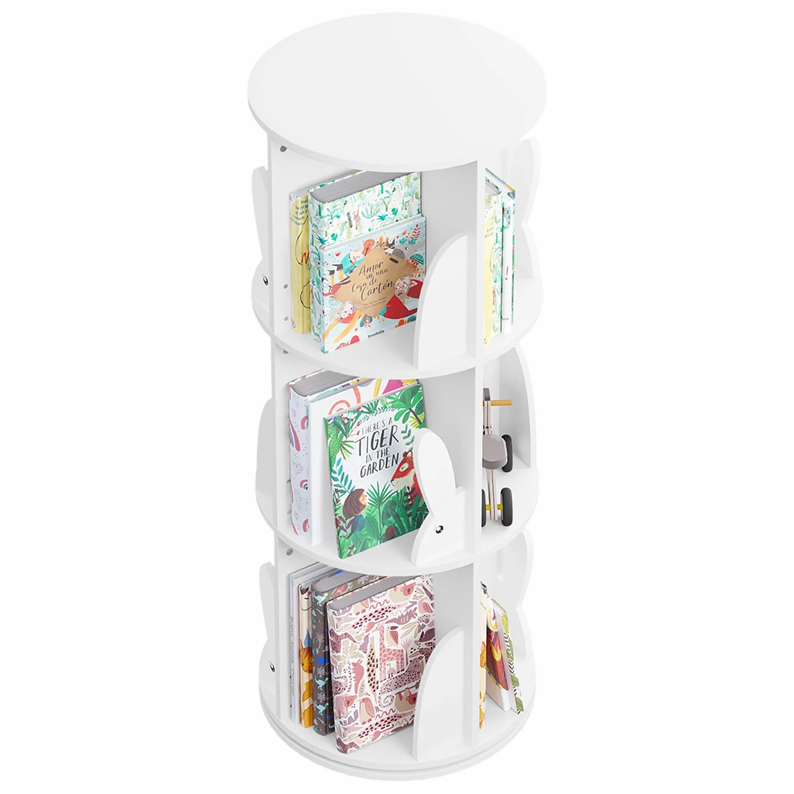 WOLTU Bibliothèque pour Enfants, Étagère Pivotante à 3 Niveaux pour Livres et Jouets, pour Chambre d'enfants, Blanc