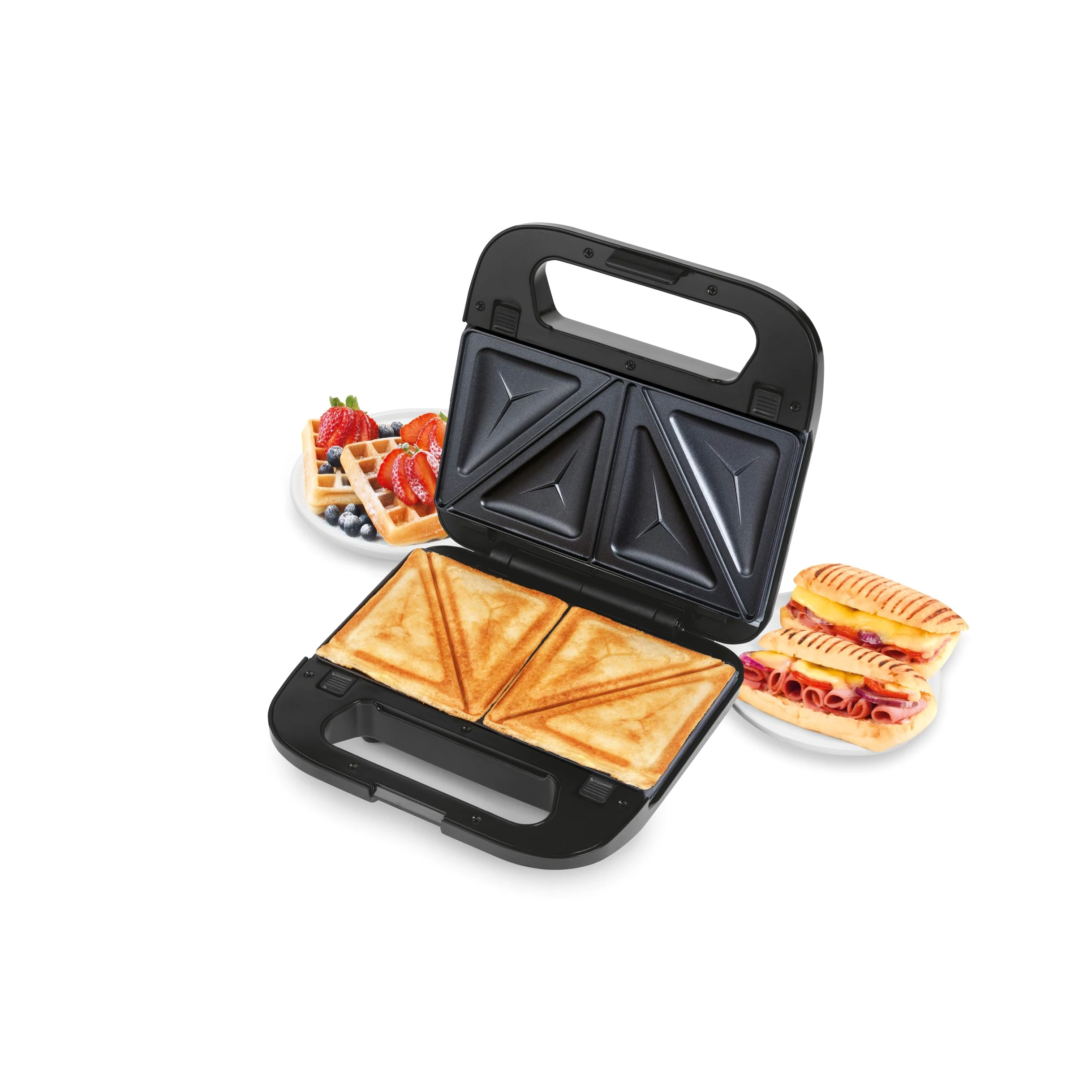 Salter 3-en-1 Snack Maker - Croque-monsieur, Gaufres, Paninis, Plaques Antiadhésives Amovibles Sans PFAS, Contrôle Automatique de la Température, Voyants d'Alimentation/Prêt, 750 W