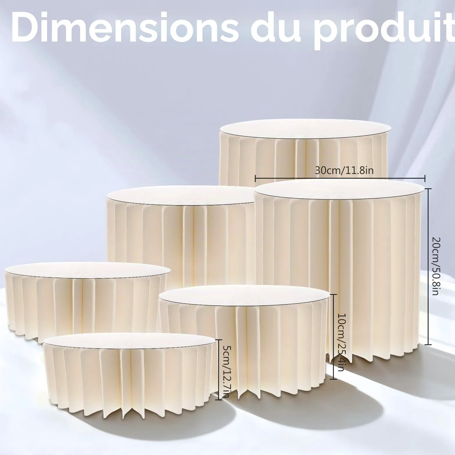 Lot de 6 Presentoir Aperitif Buffet Pliable, Presentoir Gateau avec 6 assiettes rondes en PVC, Support Gateau en Acrylique et en Carton, pour Traiteur, Dessert, Bijoux, Figurines, Bonbons, Aliments
