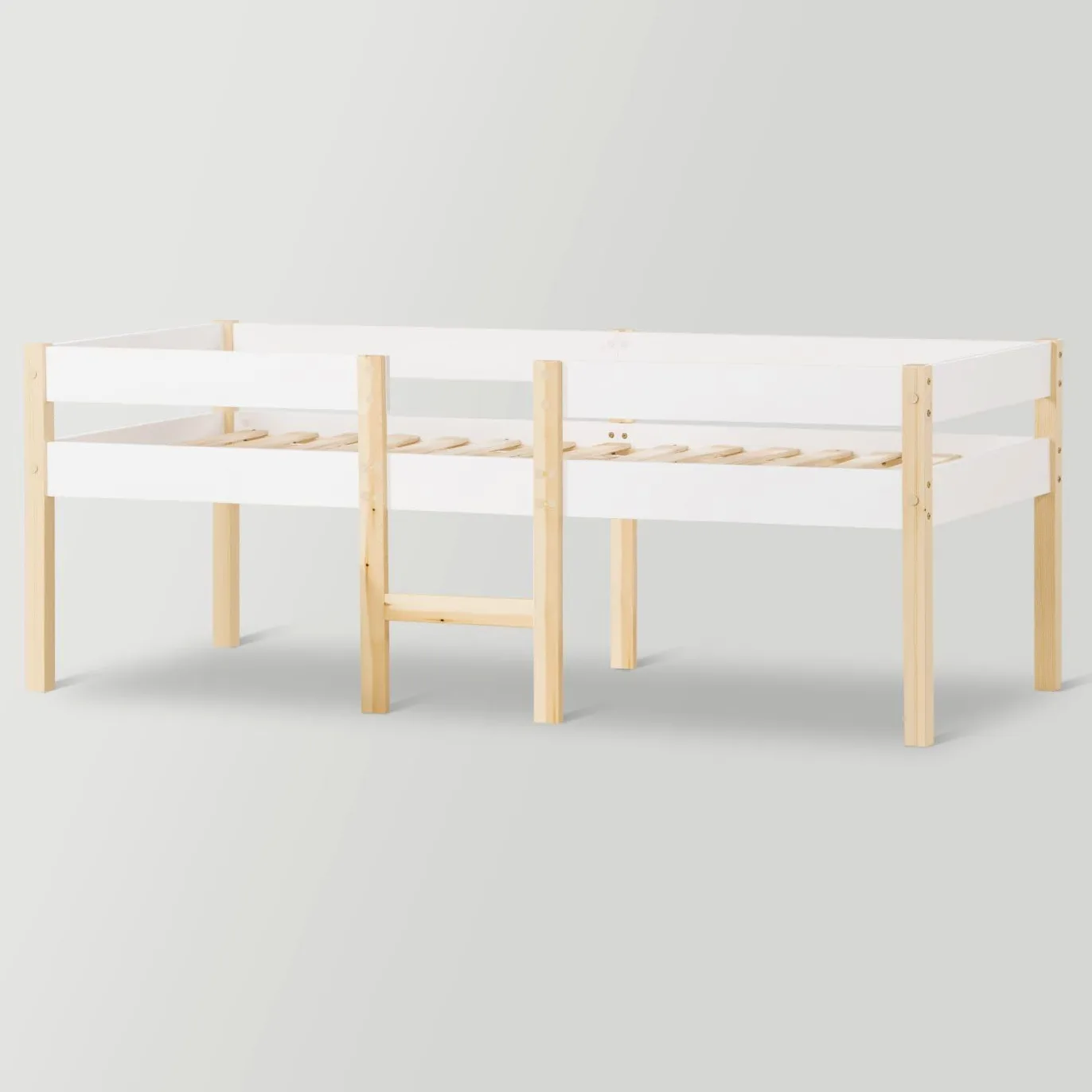 Sweiko Lit 90x190 cm,Cadre de lit pour Enfant en Bois Polyvalent avec barrière de sécurité, pour garçons et Filles,Cadre de lit en Bois Massif, Blanc