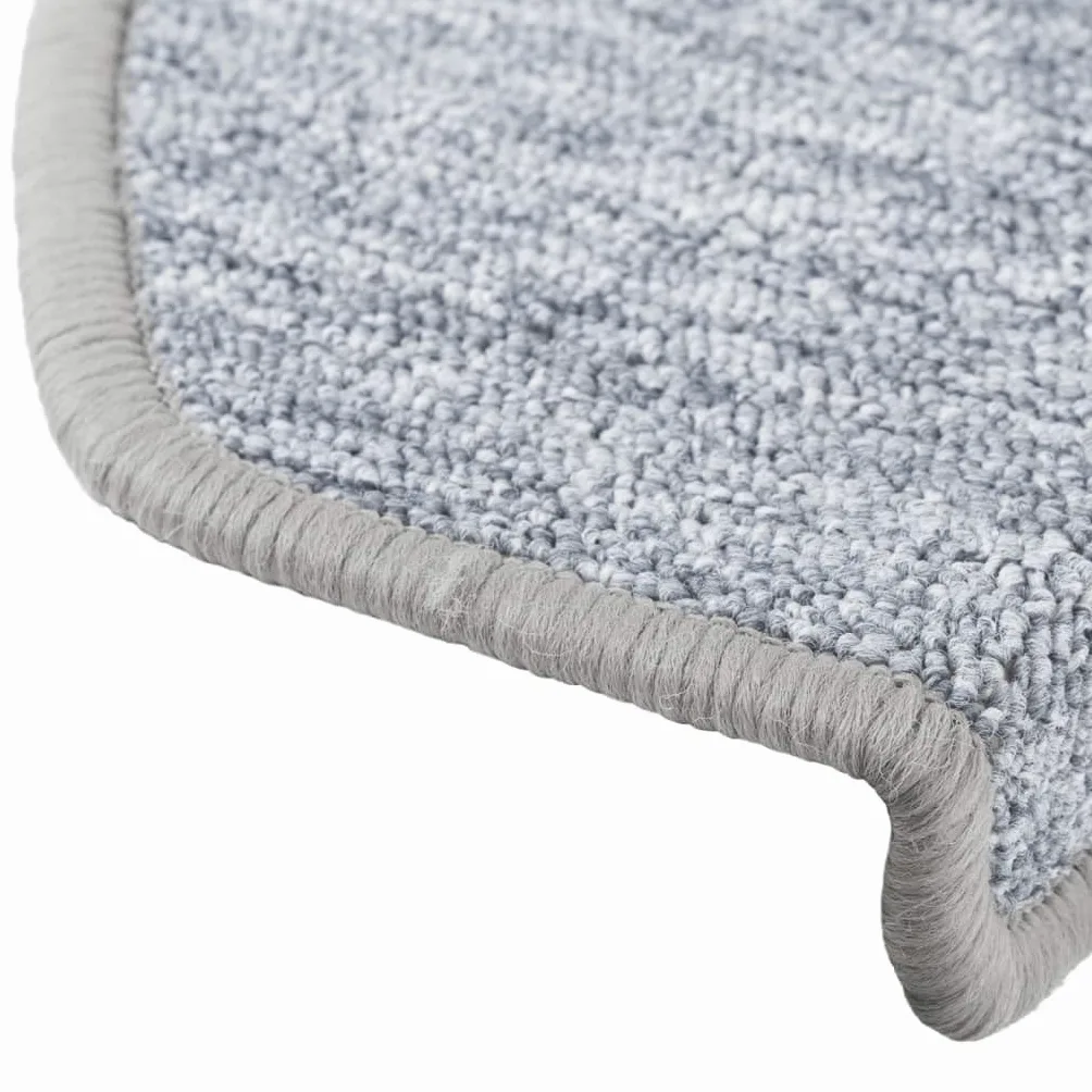 vidaXL 15x Tapis d'Escalier Tapis de Marche d'Escalier Protection d'Escalier Surface Antidérapante Intérieur Maison Gris Clair 65x24x4 cm