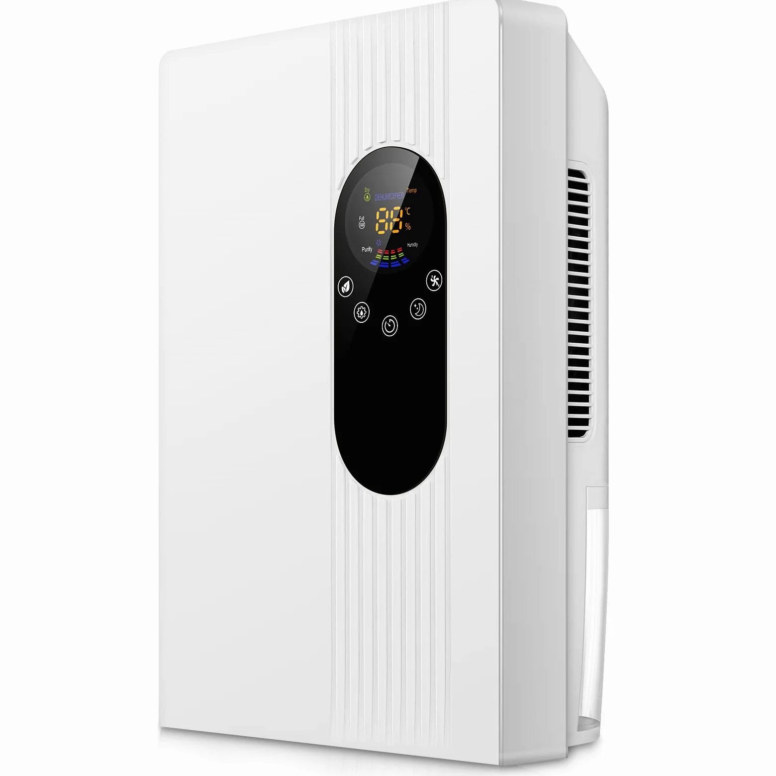 Deshumidificateur d air Electrique 2.2L Anti Moisissure, Éco Déshumidificateurs Maison Portable Silencieux avec Télécommande Dégivrage Arrêt Automatique, 24H Minuteur/Purification/Mode sommeil