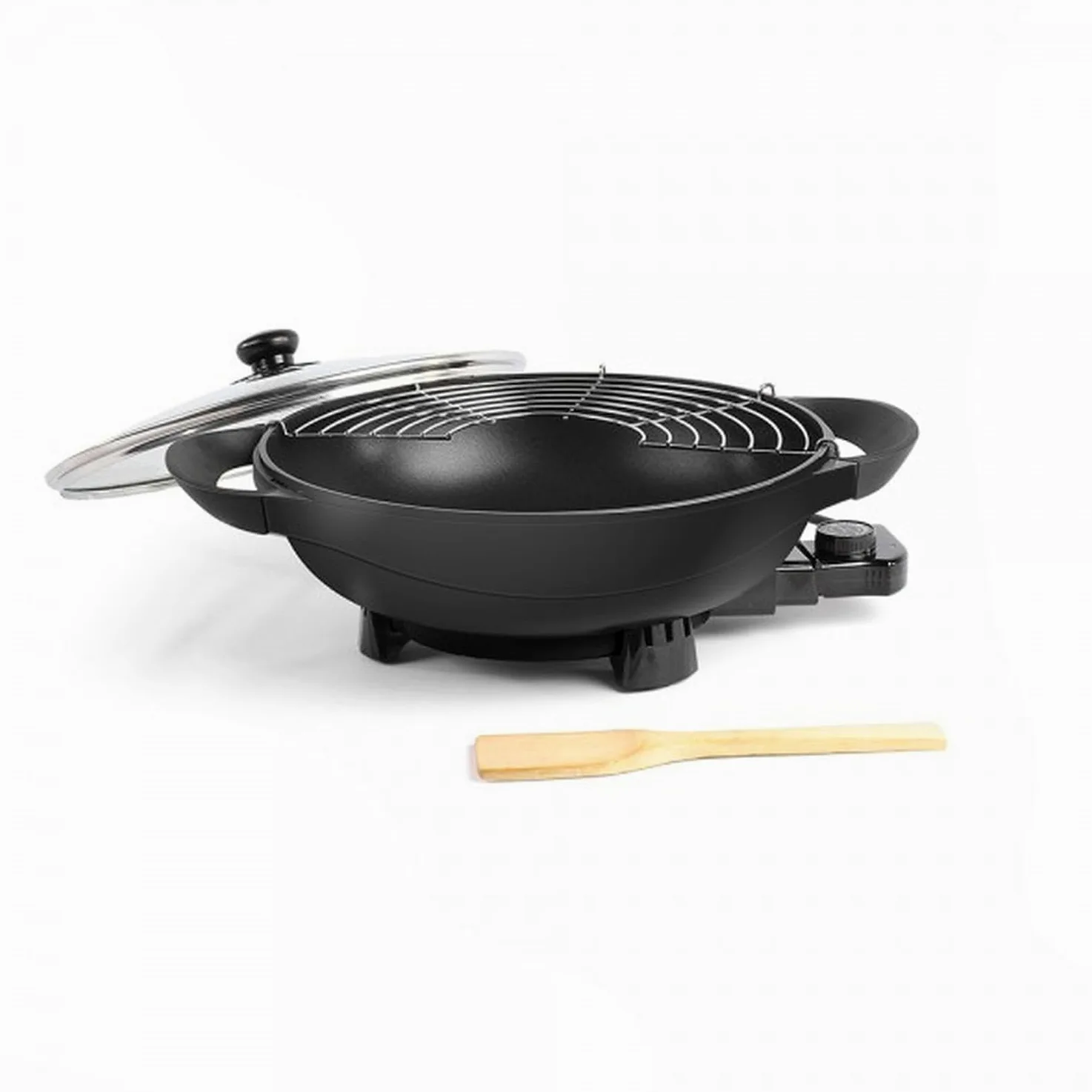 BM TOOLS Wok électrique Livoo DOC128N 4 L, Ø 33,5 cm. Puissance 1 500 W. Revêtement antiadhésif. coloris Noir