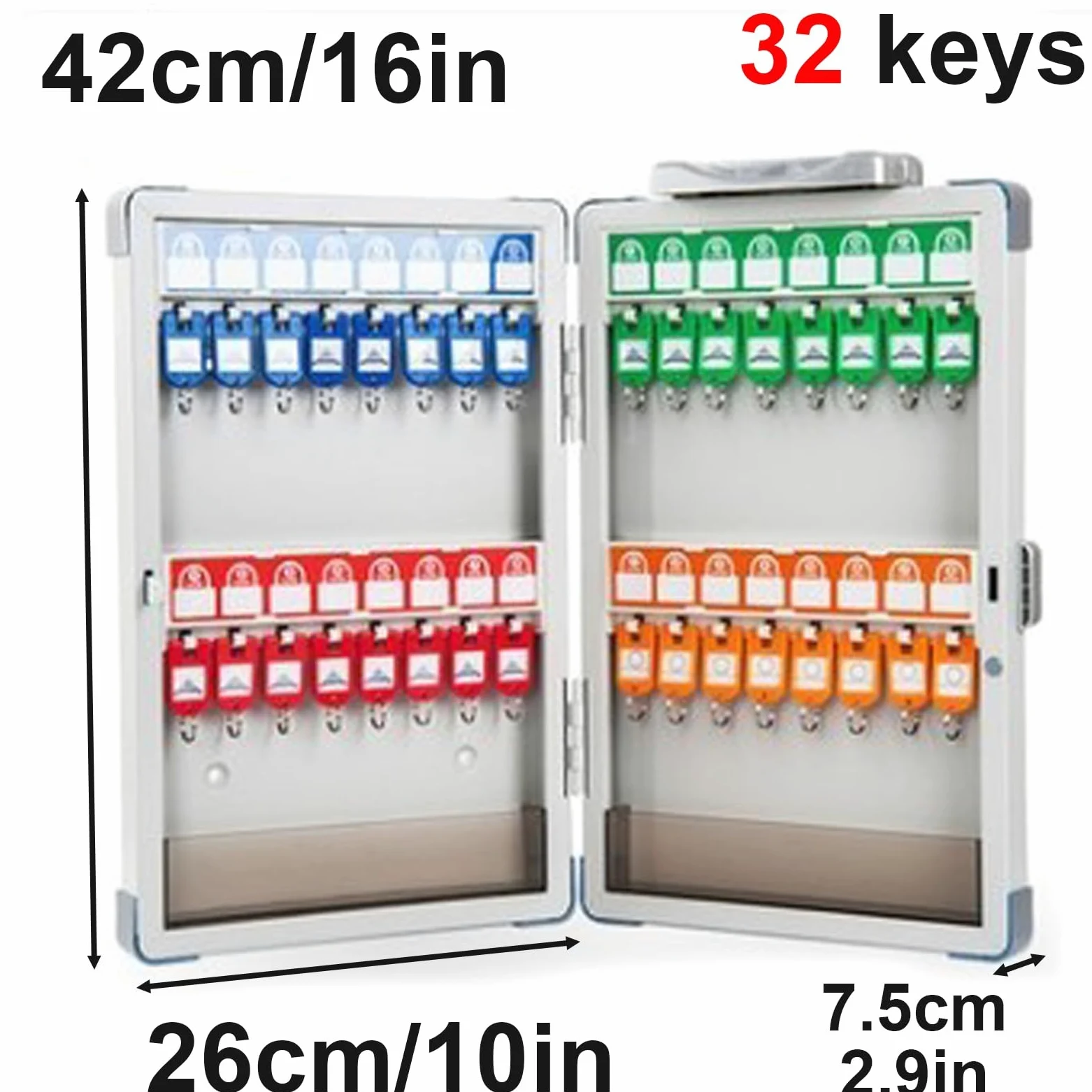 Armoire à clés à combinaison pour la maison et le bureau – Rangement sécurisé pour 24/32/40/48 clés Design durable (42 x 26 x 7,5 cm)