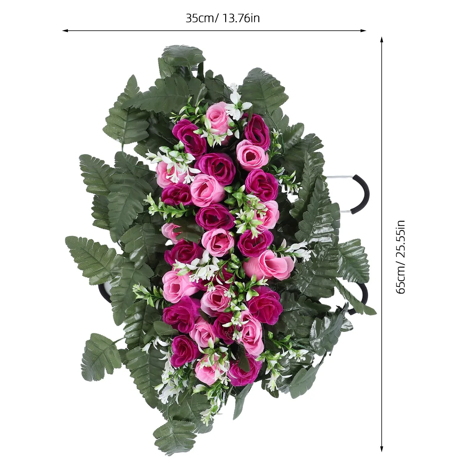 Operitacx Fleurs artificielles pour cimetière, Bouquets de Roses en Soie artificielles pour la décoration de tombes extérieures, résistantes aux intempéries et aux Couleurs éclatantes.