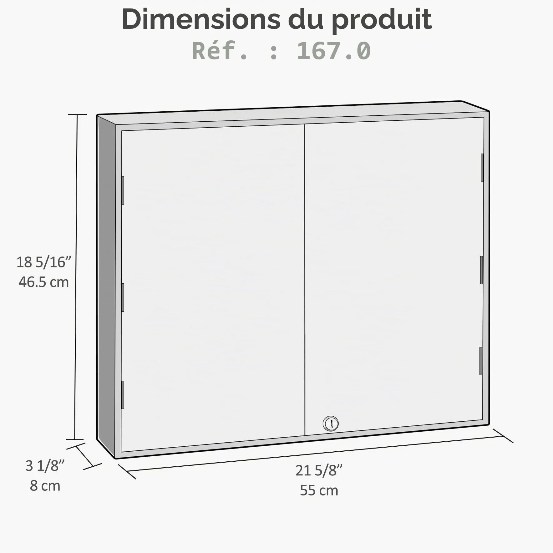 Acrimet Organisateur Armoire à Clés Mural en MDF pour 128 Clés avec Serrure (128 Porte-clés Gris fumée et 128 étiquettes) (Armoire Noir)