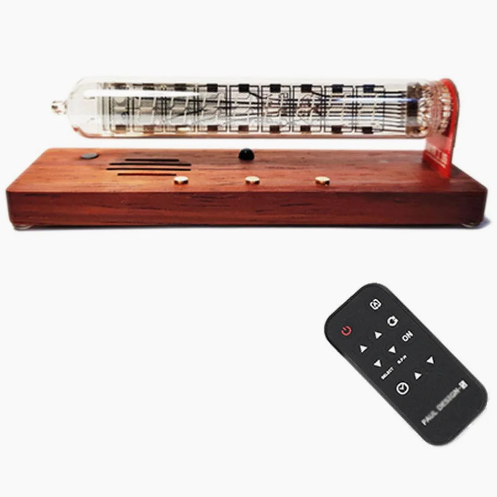 Cadeaux personnalisés, Horloge de Bureau à Tube sous Vide, capteur de lumière à Tube Fluorescent, Horloge à LED, Horloge à Tube Nixie en Bois Massif, touchez Le Bouton, p