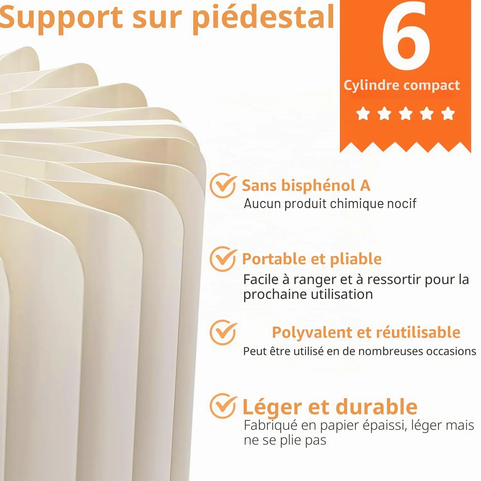 Lot de 6 Presentoir Aperitif Buffet Pliable, Presentoir Gateau avec 6 assiettes rondes en PVC, Support Gateau en Acrylique et en Carton, pour Traiteur, Dessert, Bijoux, Figurines, Bonbons, Aliments
